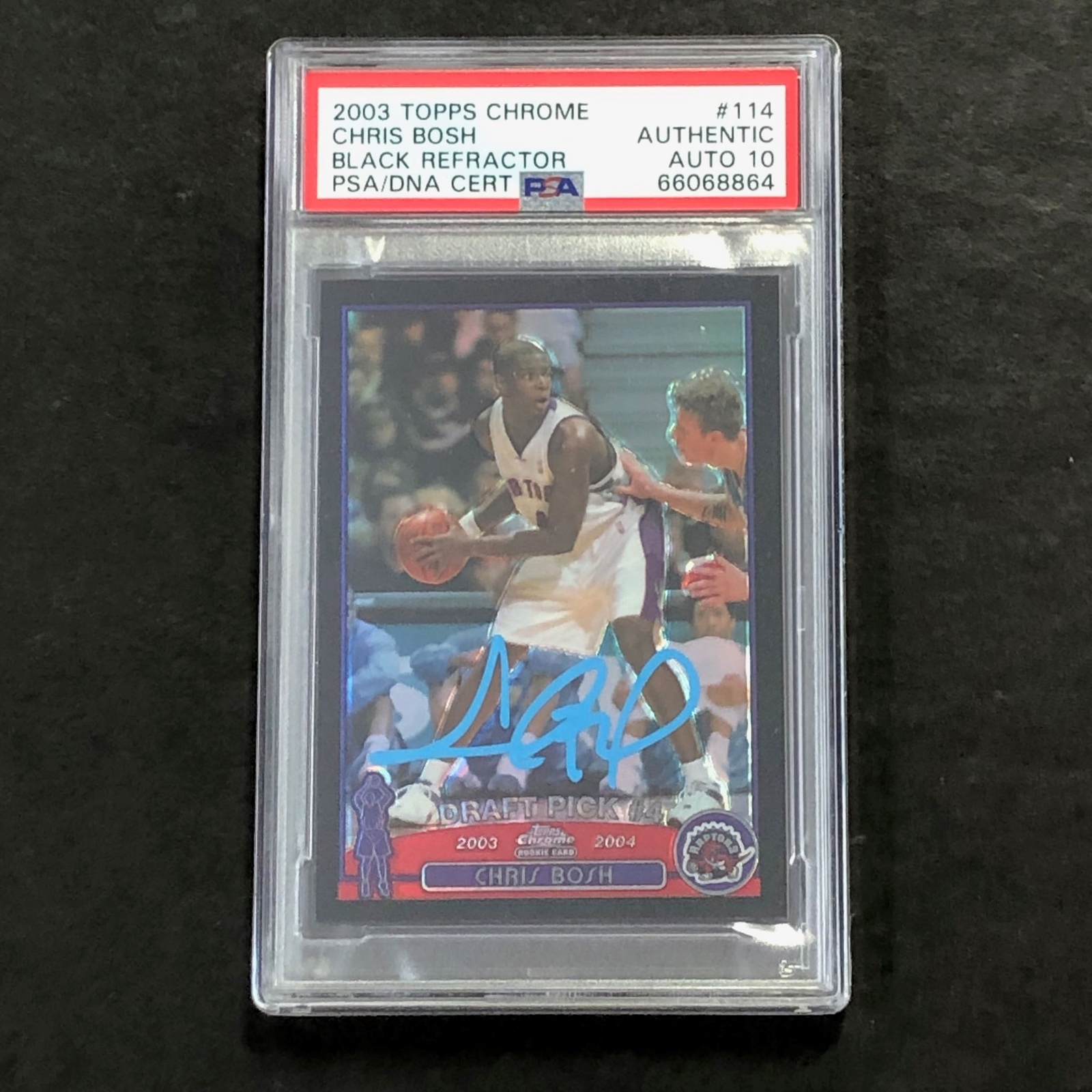 2003-04 Topps Chrome Black Refractor #114 Chris Bosh Signed Card AUTO 10 PSA Sla