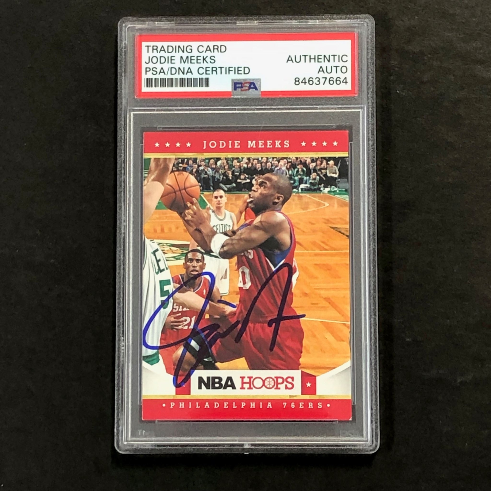 2012-13 Panini NBA Hoops #23 Jodie Meeks Signed Card AUTO PSA Slabbed 76ers