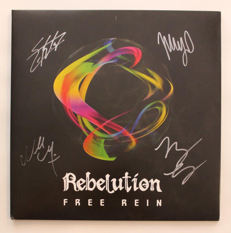 REBELUTION FULL BAND (X4) SIGNED AUTOGRAPH ALBUM VINYL RECORD - FREE REIN W/ JSA