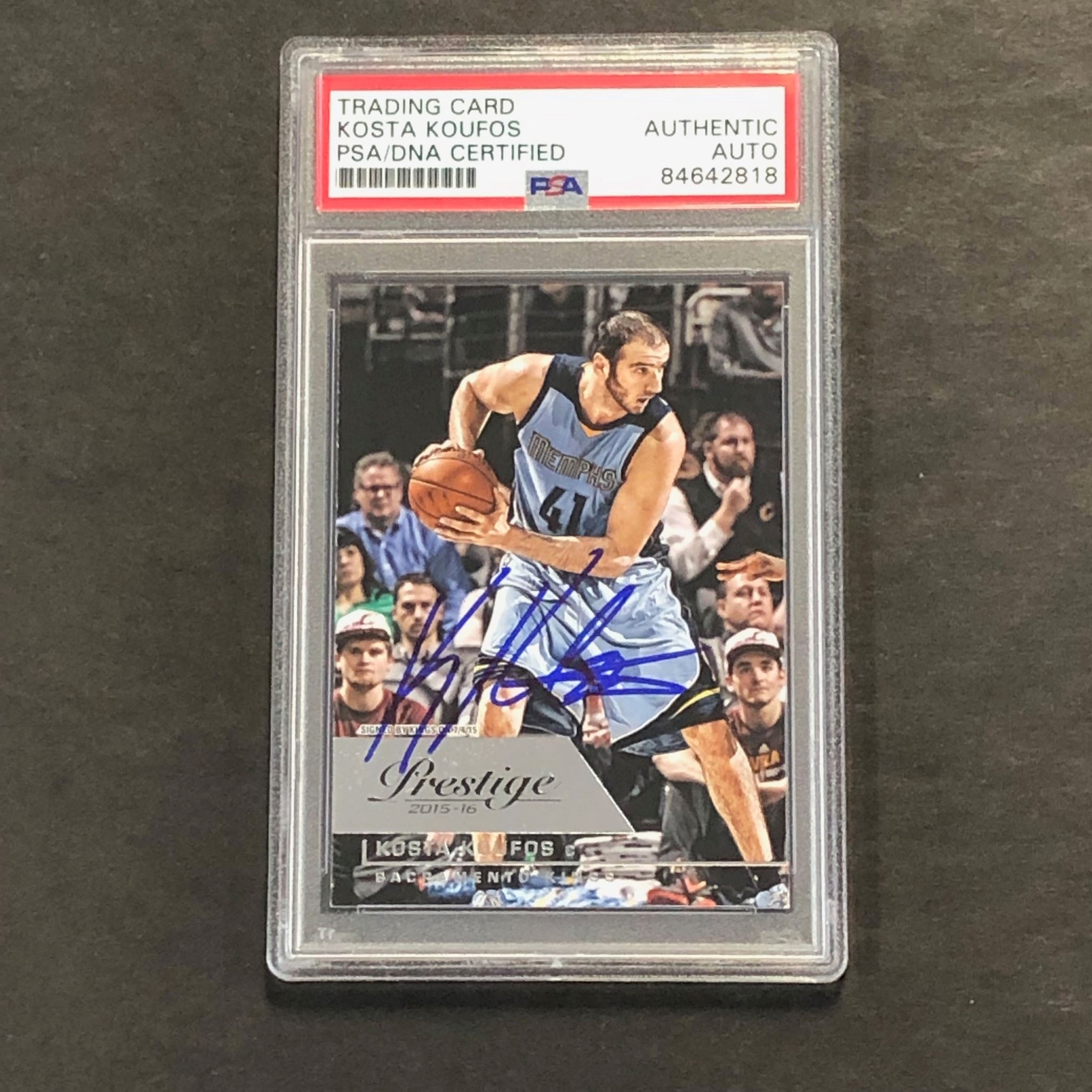 2015-16 Panini Prestige #19 Kosta Koufos signed Card Auto PSA Slabbed Kings
