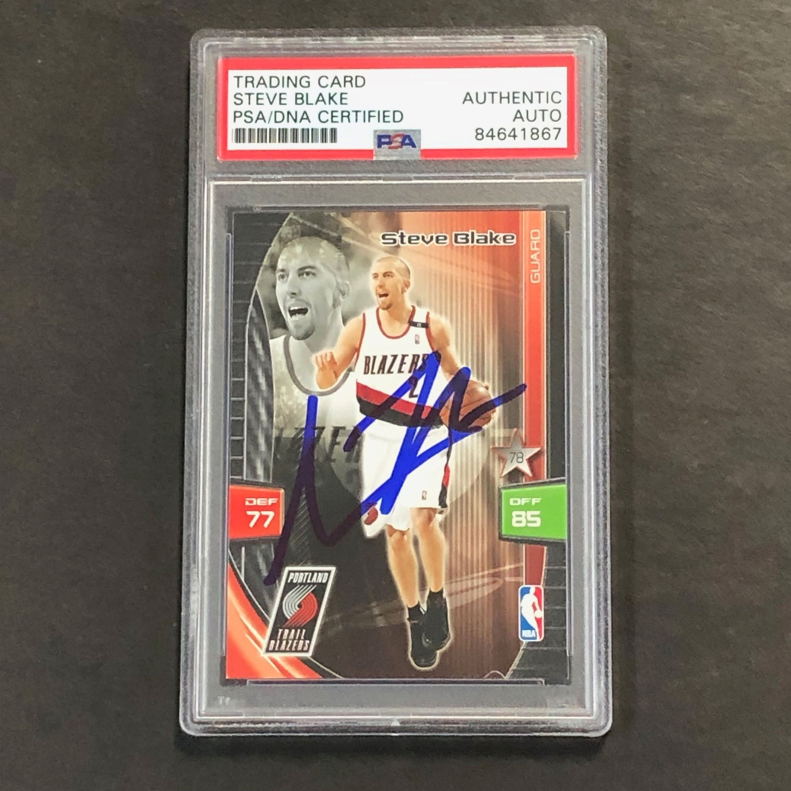 2009-10 Panini XL Adrenalyn Steve Blake Signed Card AUTO PSA Slabbed Trail Blaze