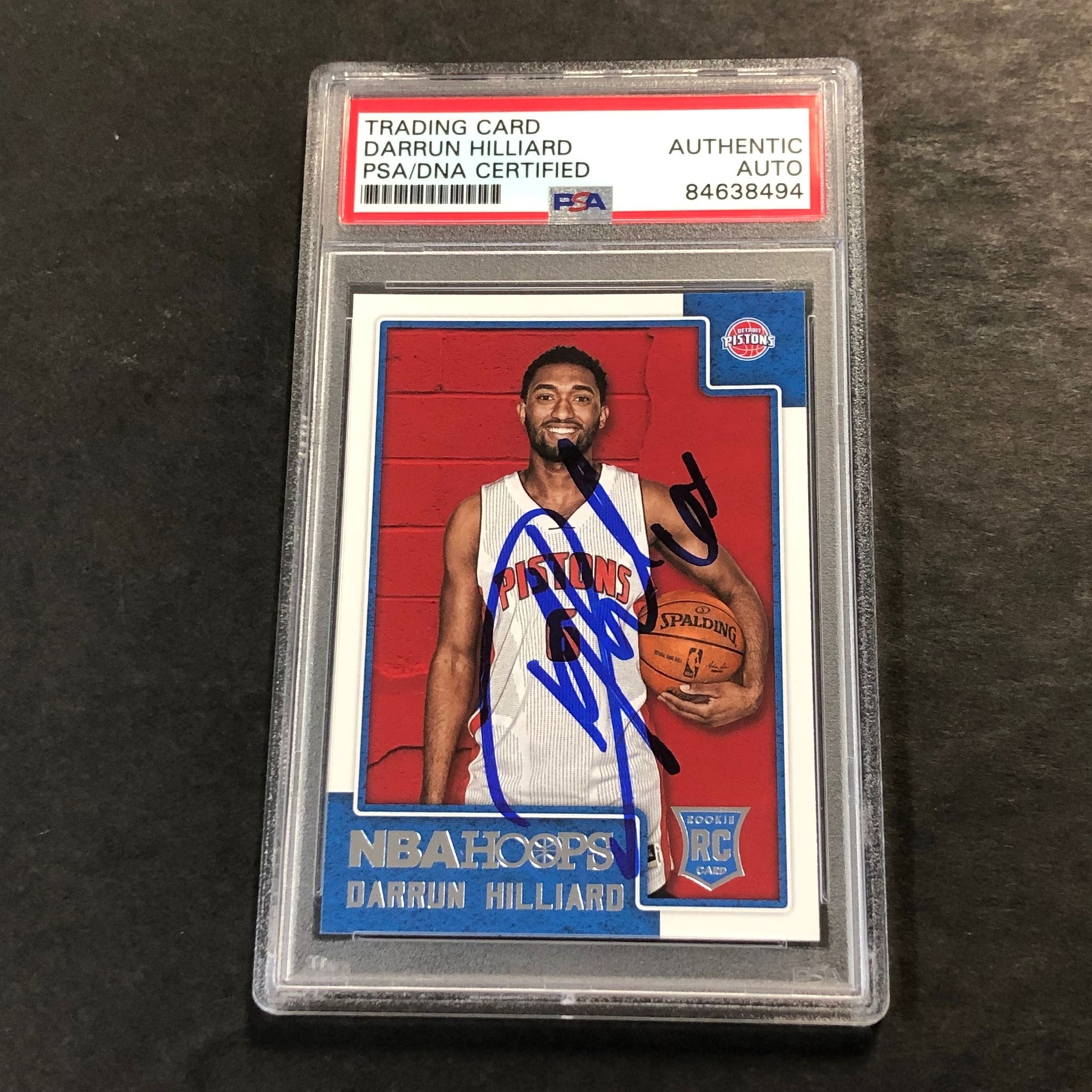 2015-16 NBA Hoops #297 Darrun Hilliard Signed Card AUTO PSA Slabbed RC Pistons