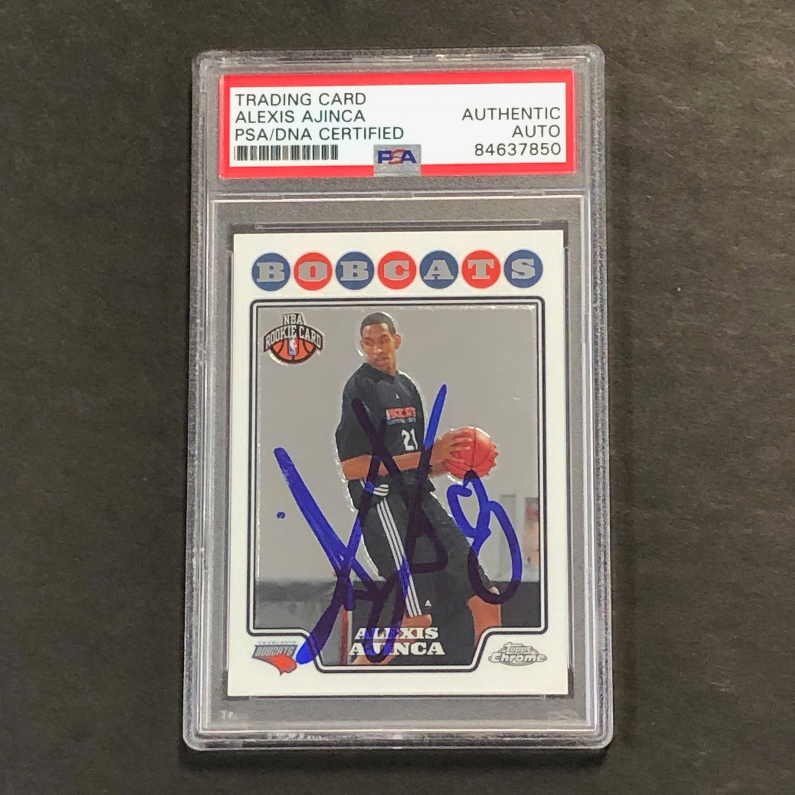 2008-09 Topps Chrome #199 Alexis Ajinca Signed Card AUTO PSA Slabbed Bobcats