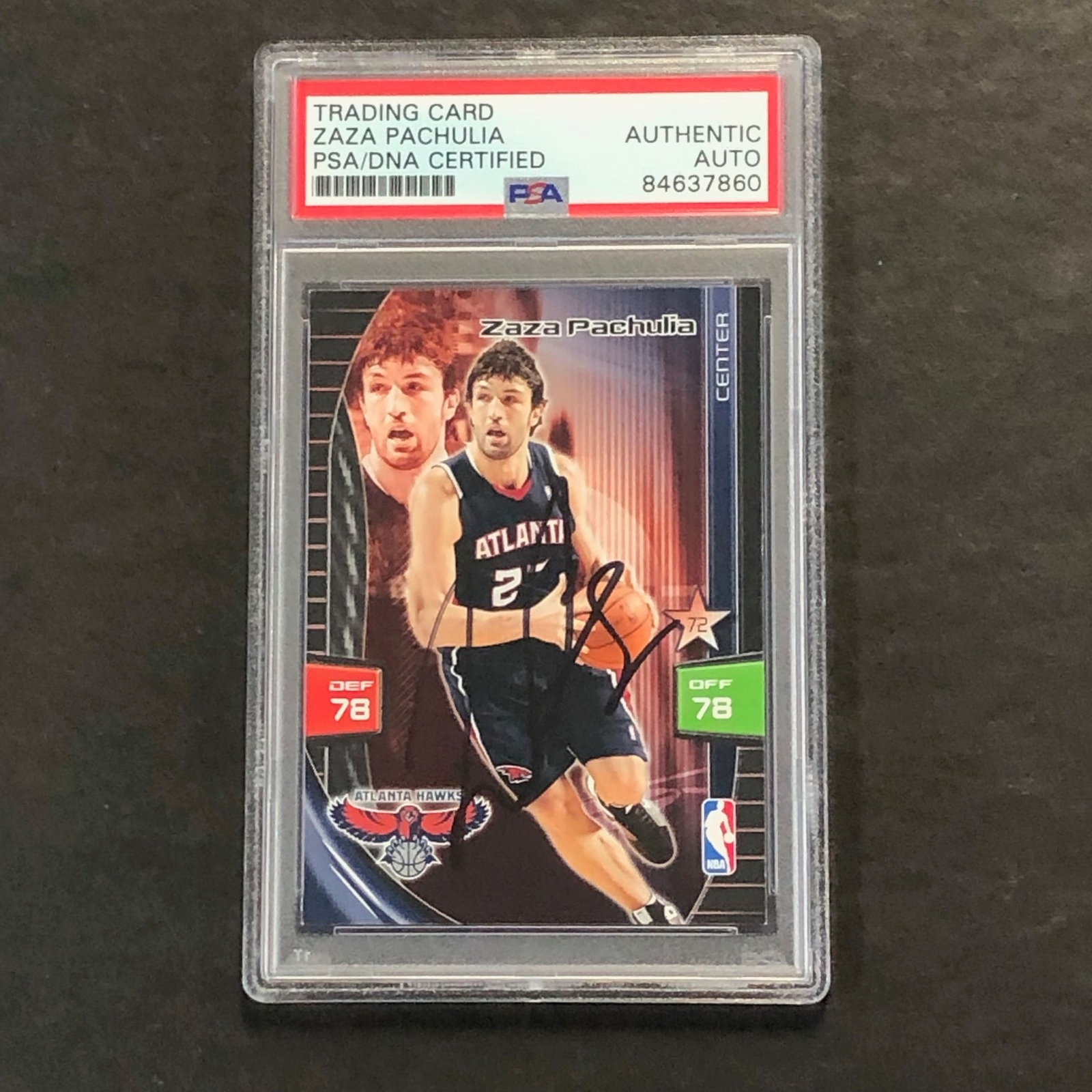 2009-10 Panini XL Adrenalyn Zaza Pachulia Signed Card AUTO PSA Slabbed Hawks