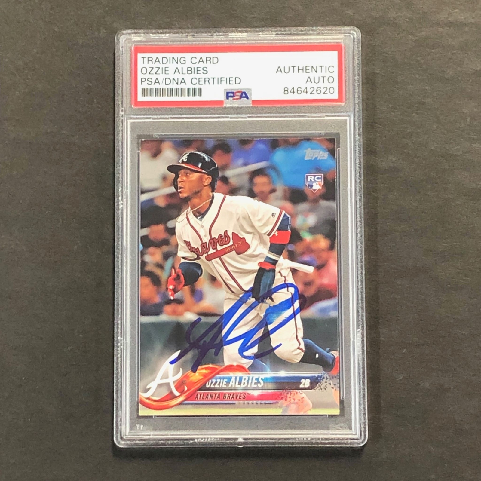 2018 MLB Topps Series #276 Ozzie Albies Signed Card PSA Slabbed Auto Atlanta Bra