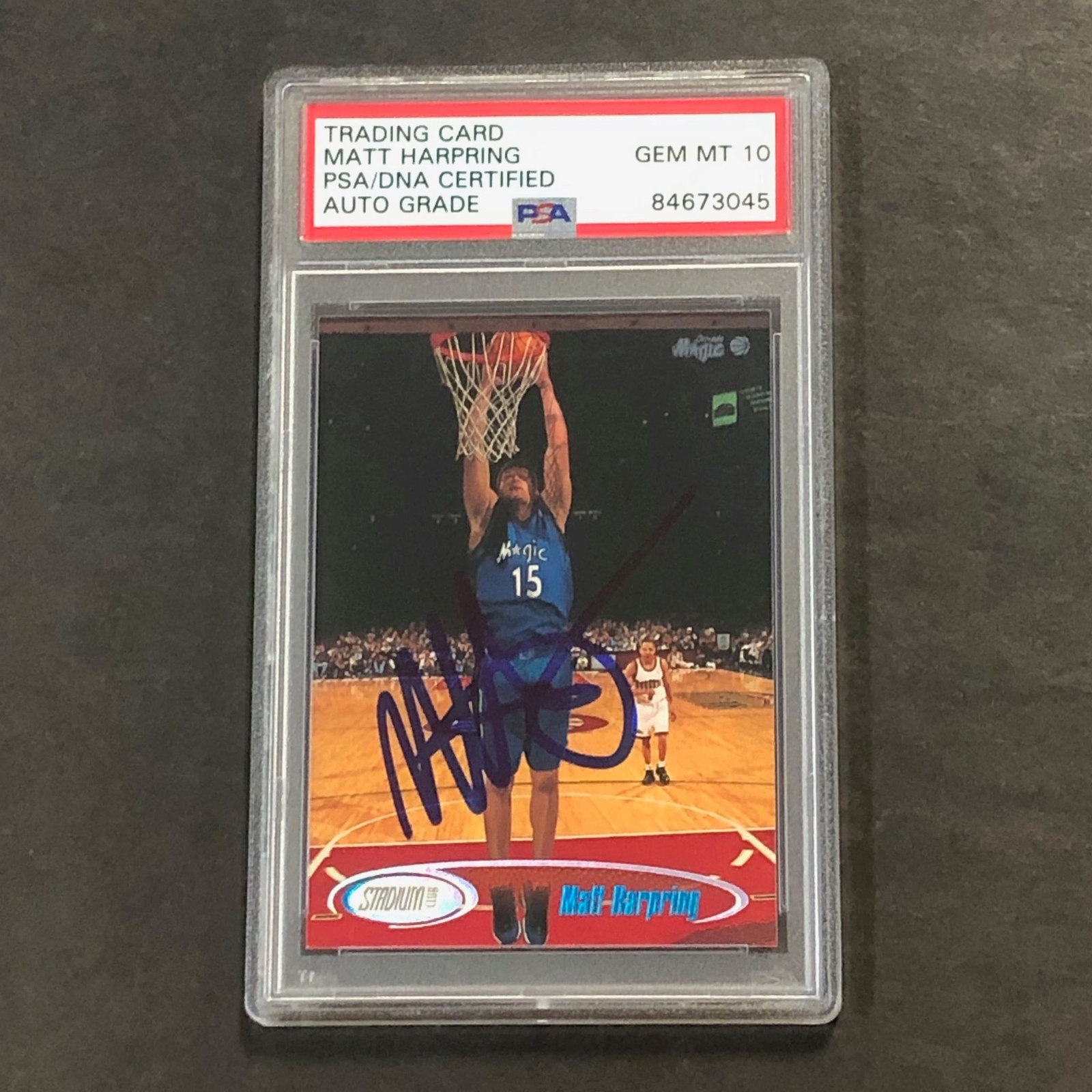 1998-99 Topps Stadium Club #208 Matt Harpring Signed Card AUTO GRADE 10 PSA Slab