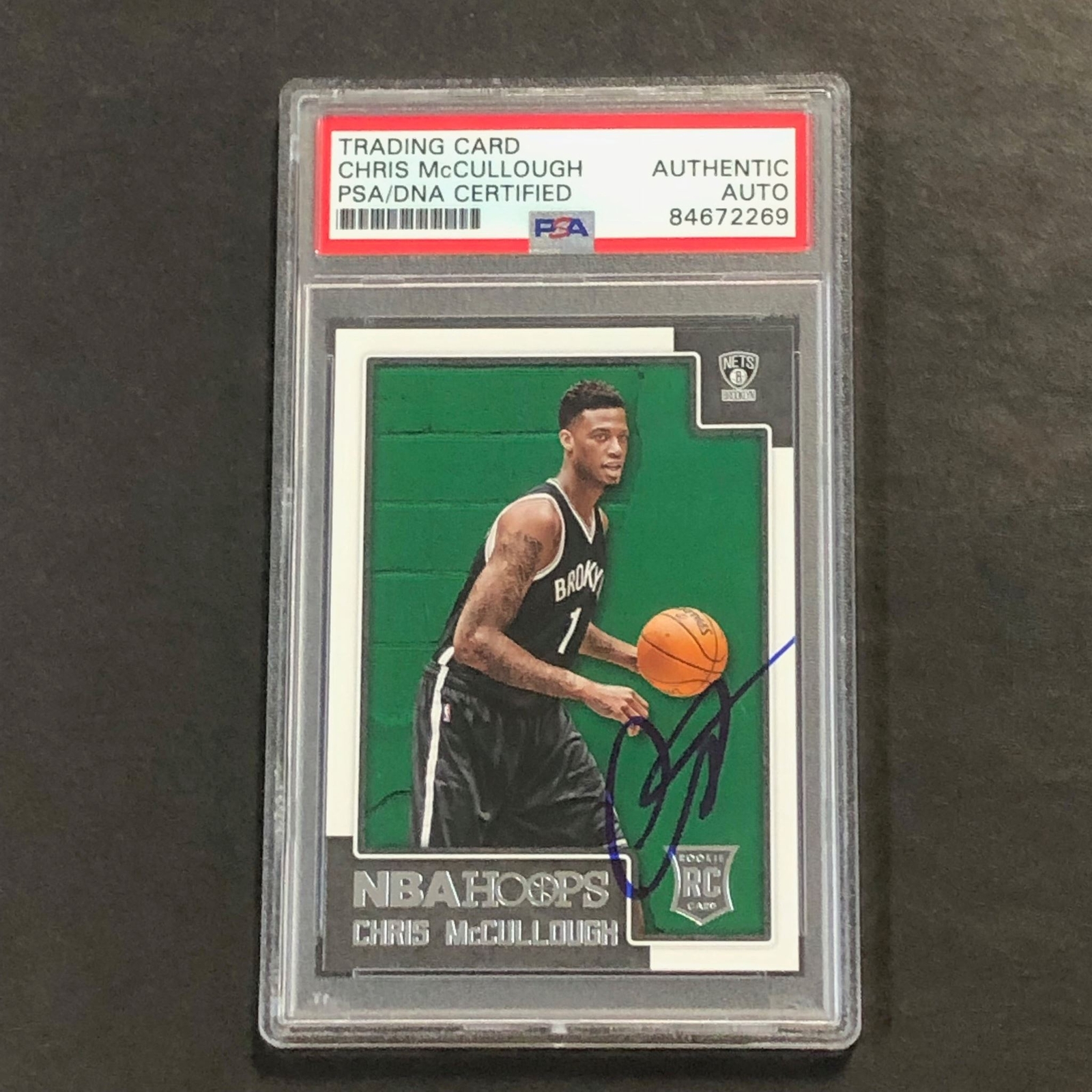 2015-16 NBA Hoops #286 Chris McCullough Signed Card AUTO PSA Slabbed Nets