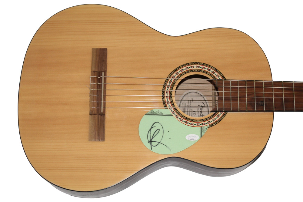 OLIVER RIEDEL SIGNED AUTOGRAPH FULL SIZE FENDER ACOUSTIC GUITAR - RAMMSTEIN JSA