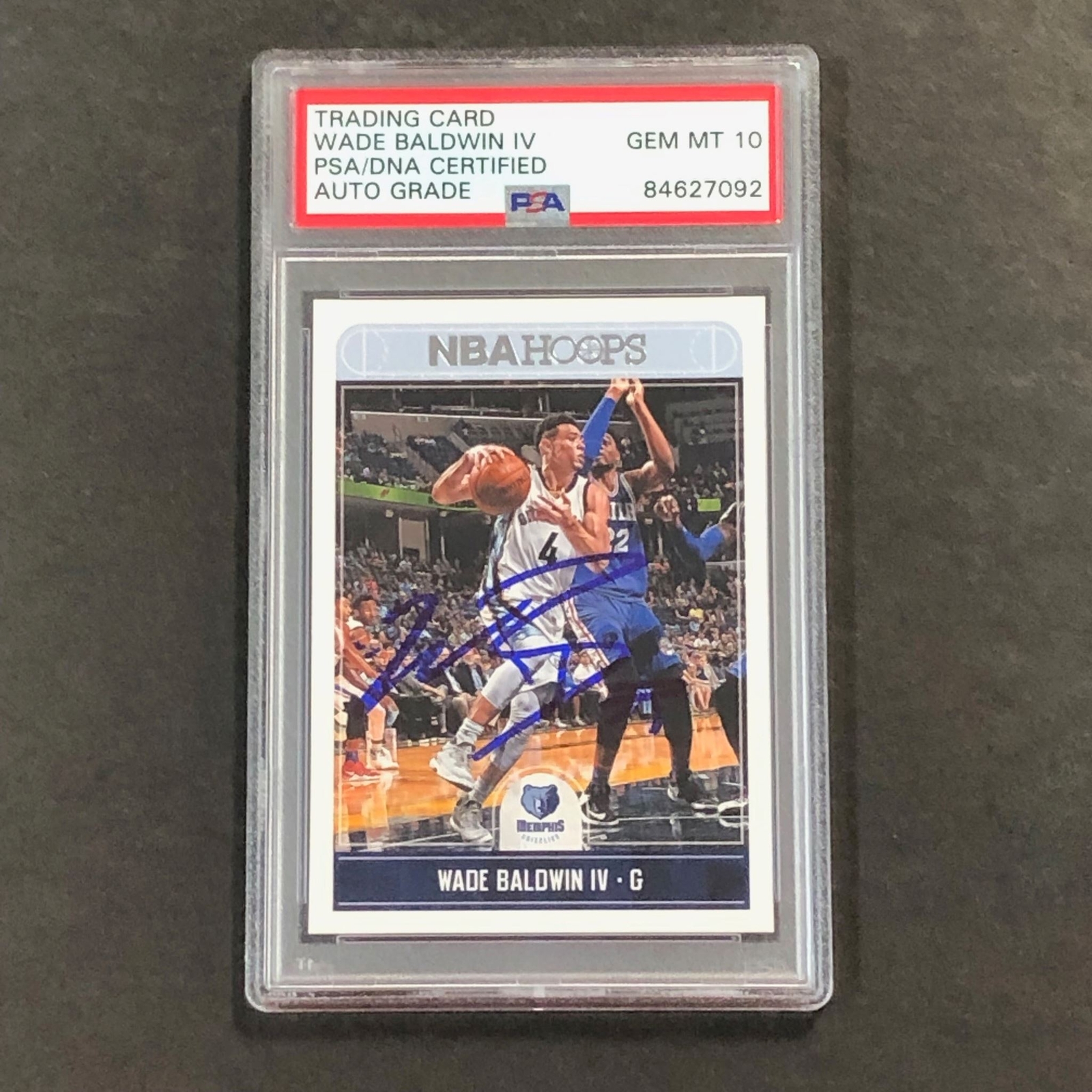 2017-18 NBA Hoops #54 Wade Baldwin IV Signed Card AUTO GRADE 10 PSA Slabbed Griz