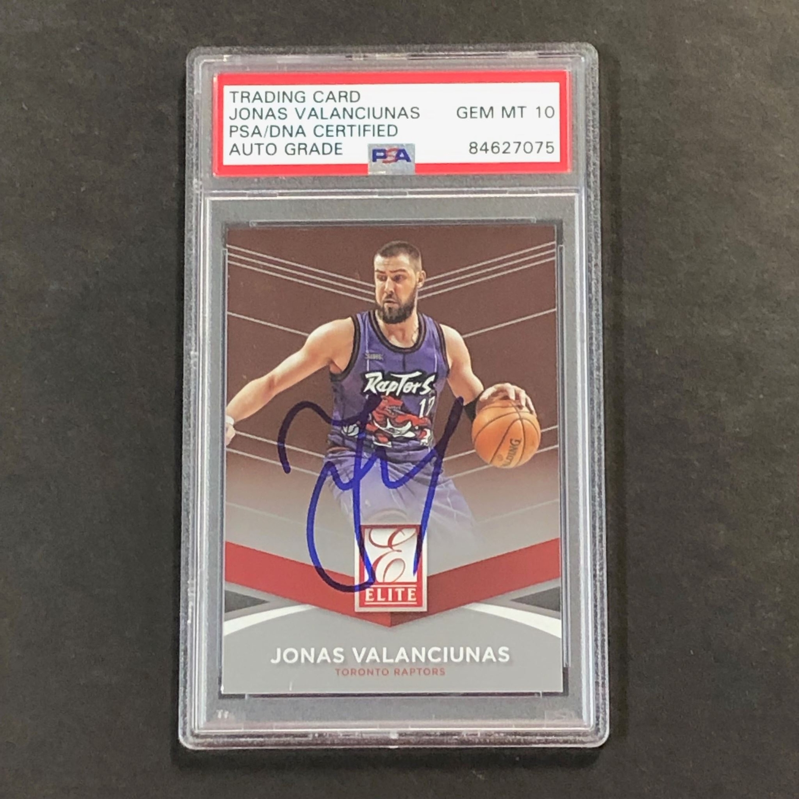 2014-15 Panini Elite #68 Jonas Valanciunas Signed Card AUTO 10 PSA Slabbed Toron