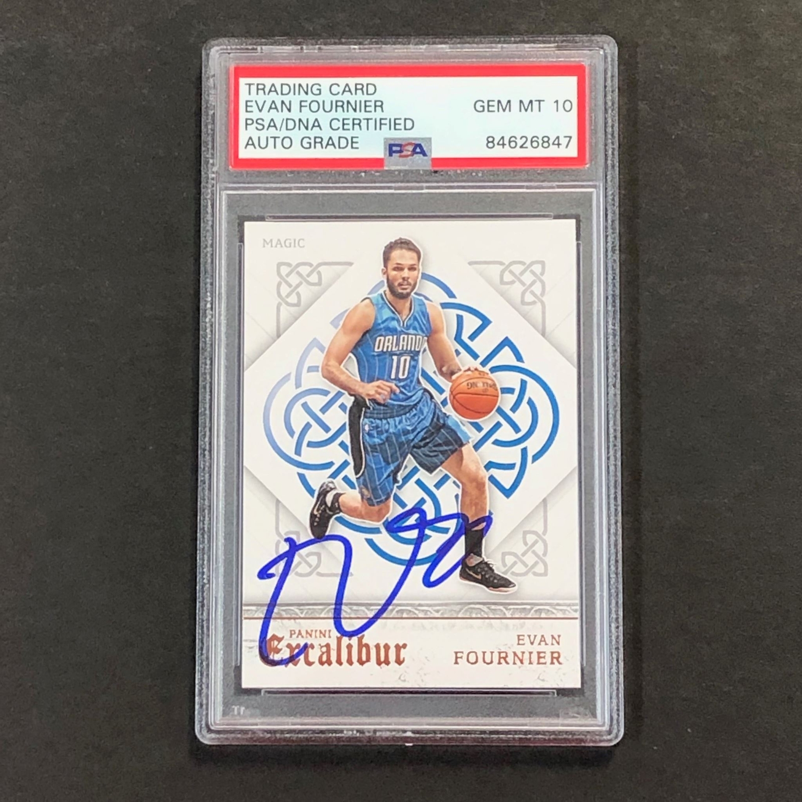 2015-16 Panini Excalibur #112 Evan Fournier Signed Card AUTO Gem Mint 10 PSA/DNA