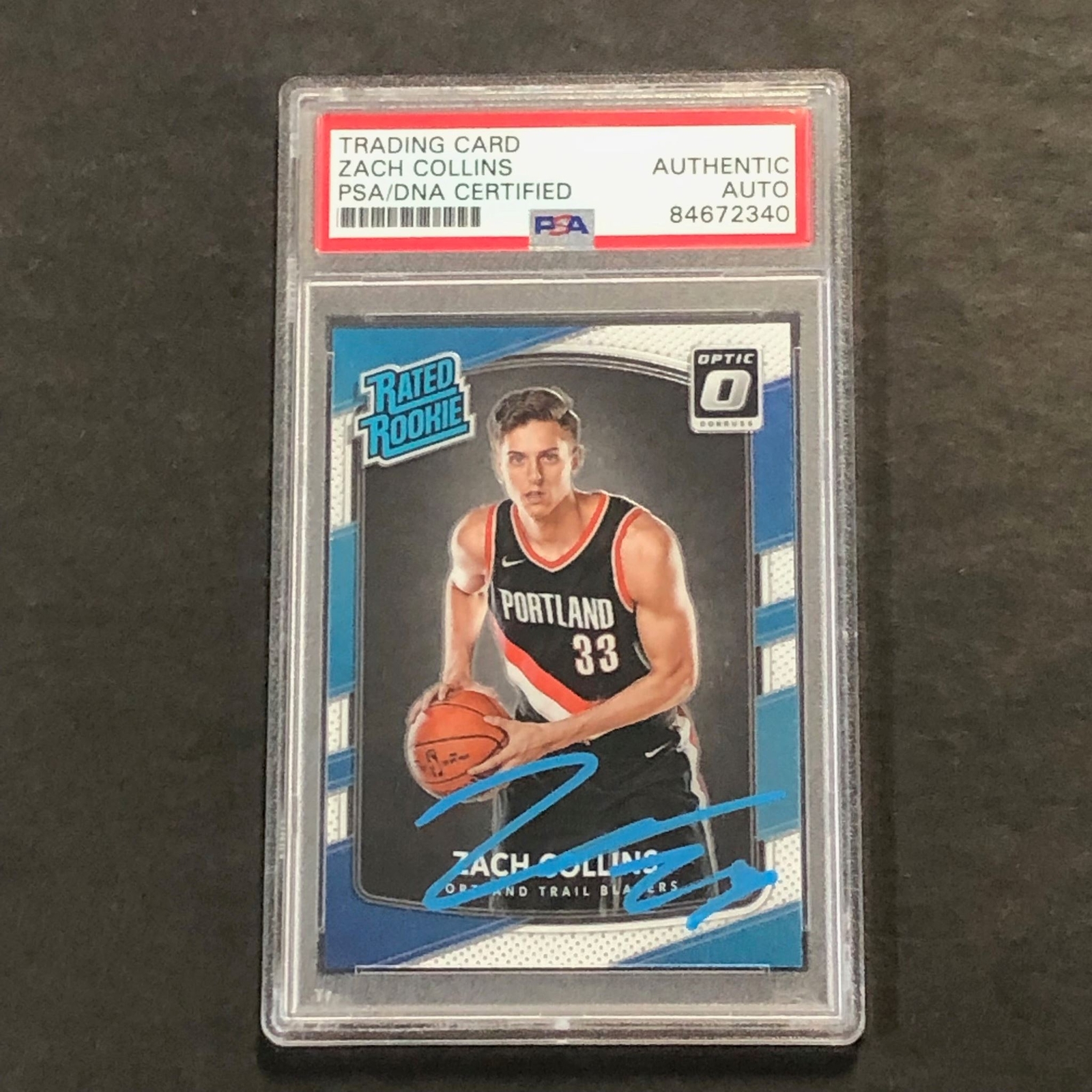 2017-18 Donruss Optic #191 ZACH COLLINS Signed Card AUTO PSA Slabbed RC Blazers