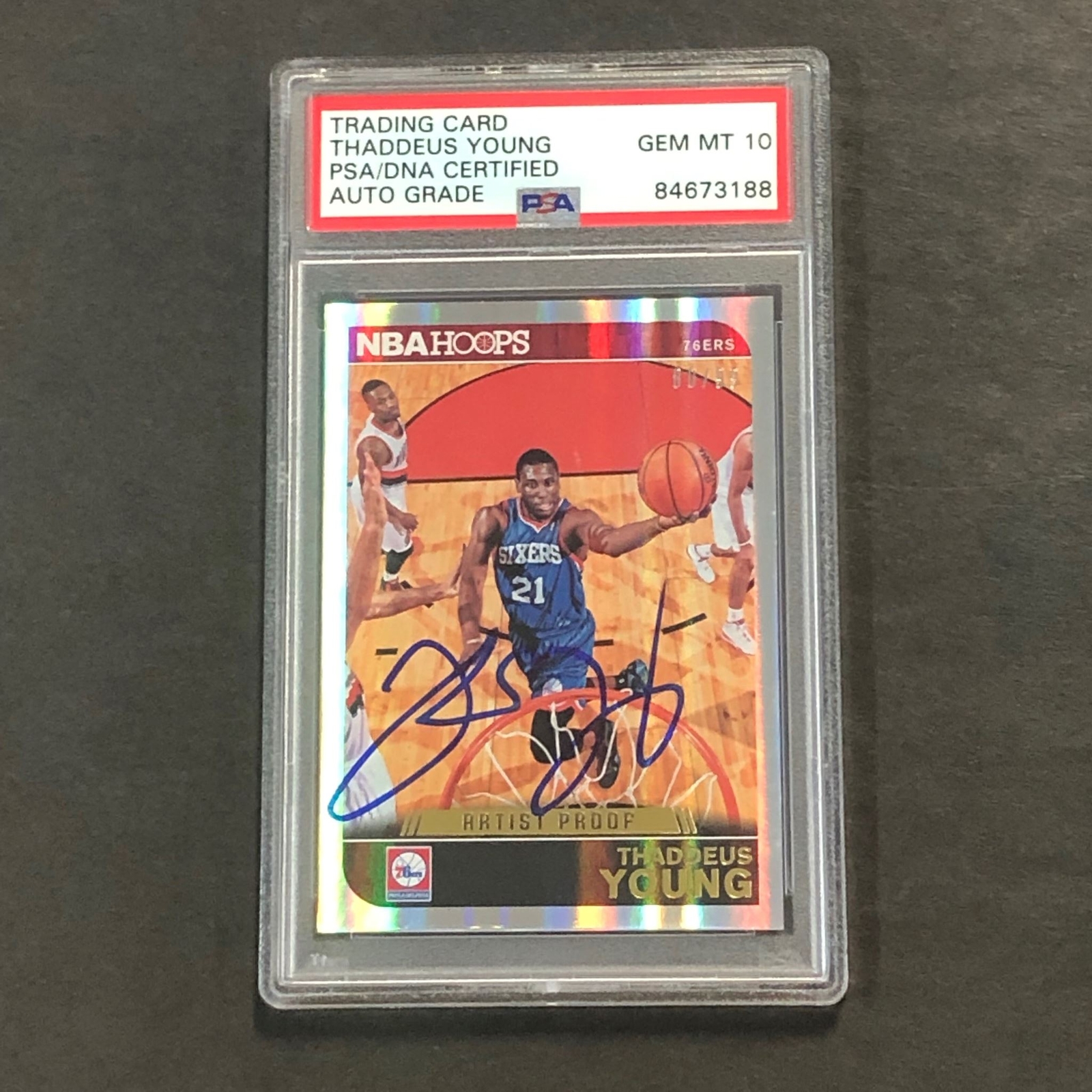 2014-15 Panini NBA Hoops #84 Thaddeus Young Signed Card AUTO 10 PSA/DNA Slabbed