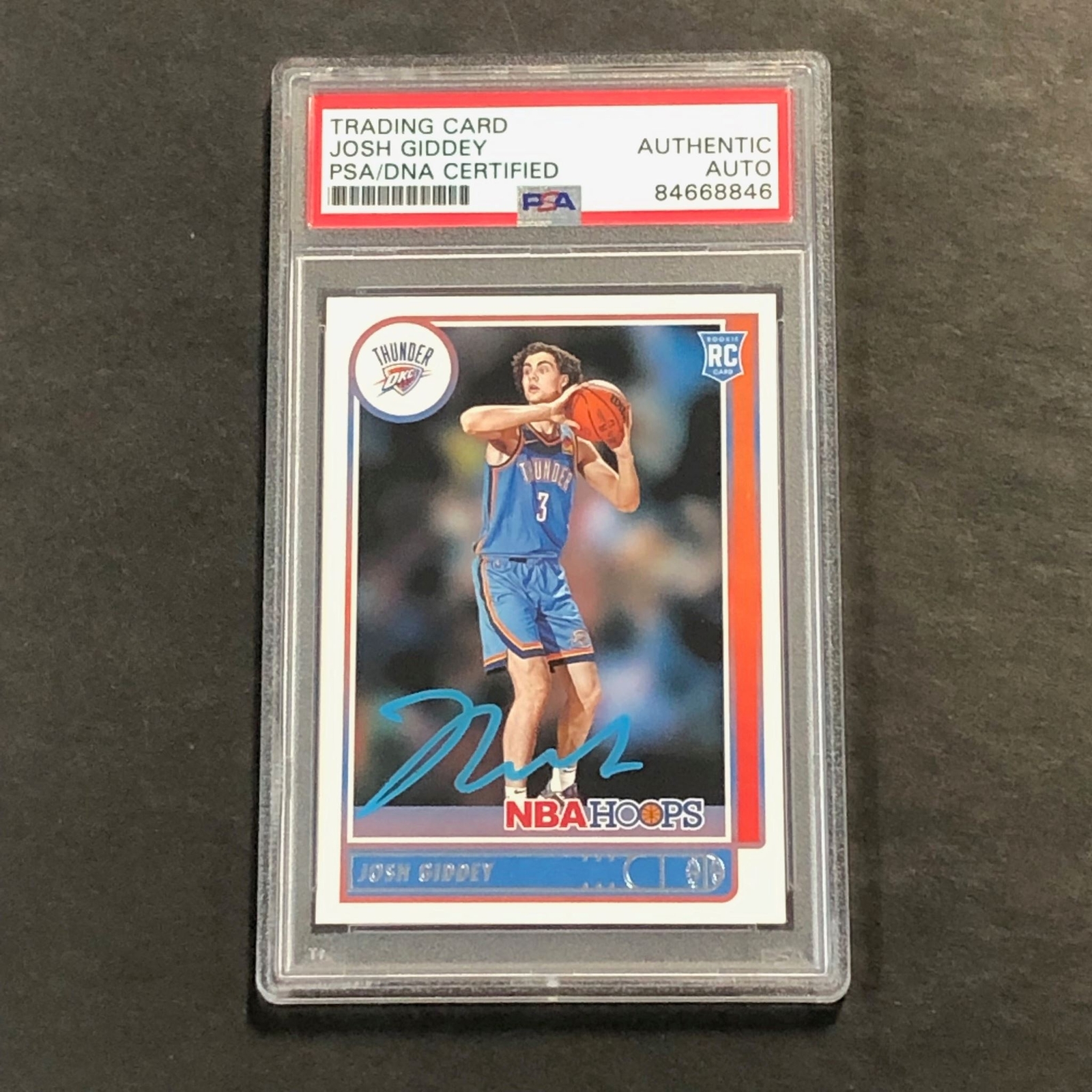 2021-22 NBA Hoops #202 Josh Giddey Signed Card AUTO PSA Slabbed RC Thunder