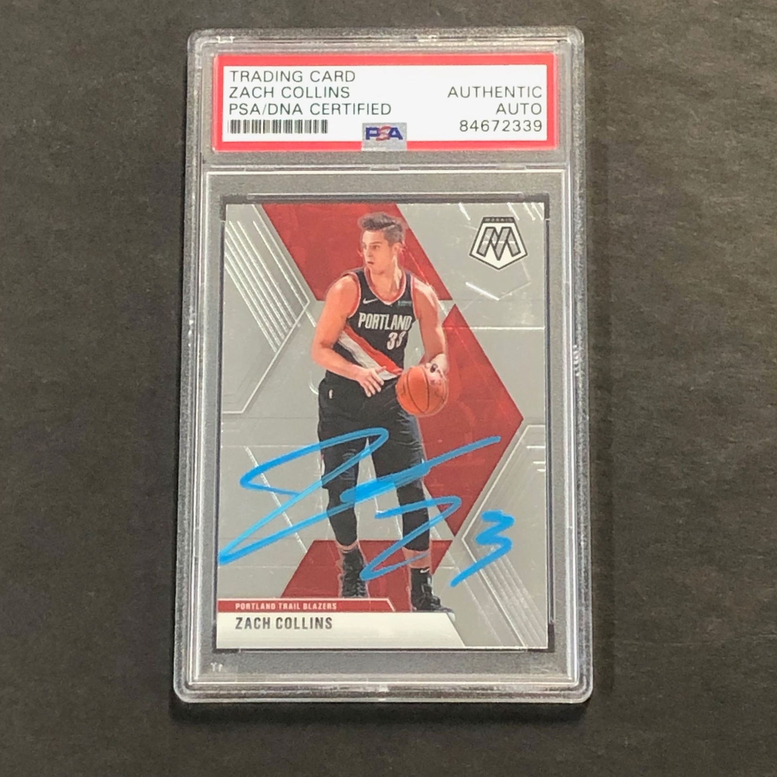 2019-20 Panini Mosaic #45 ZACH COLLINS Signed Card AUT0 PSA Slabbed Blazers