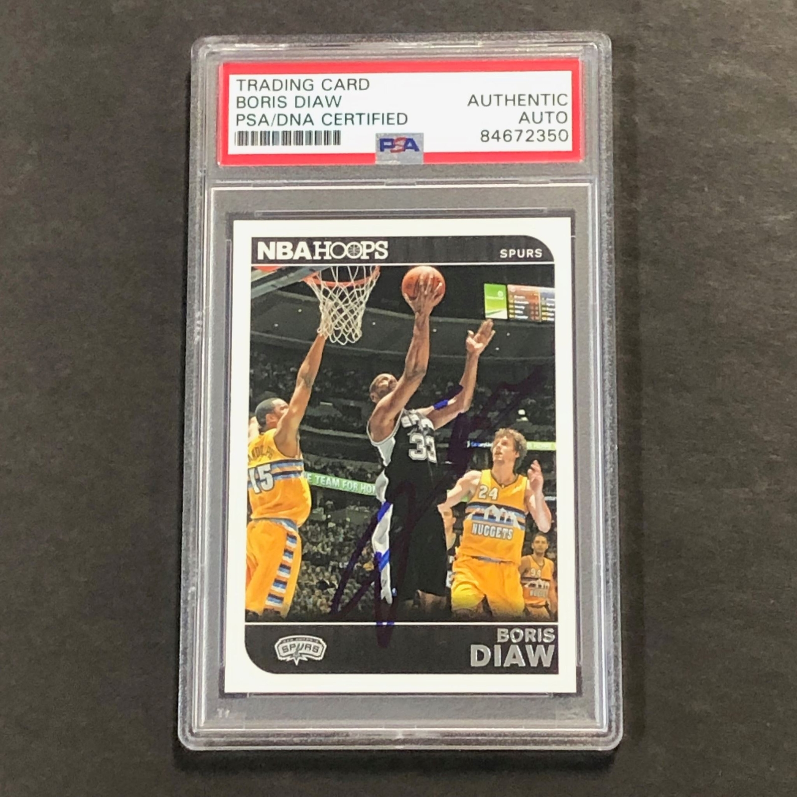 2014-15 NBA HOOPS #208 Boris Diaw Signed Card AUTO PSA Slabbed Spurs