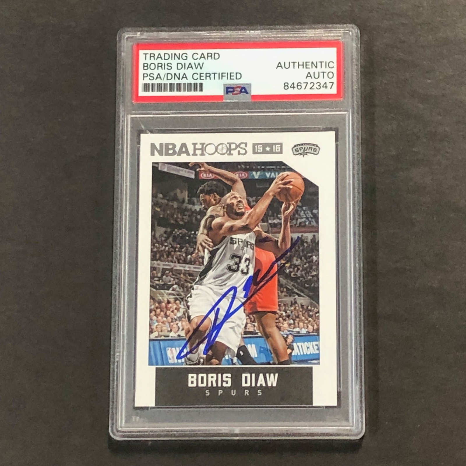 2015-16 NBA Hoops #255 Boris Diaw Signed Card AUTO PSA Slabbed Spurs