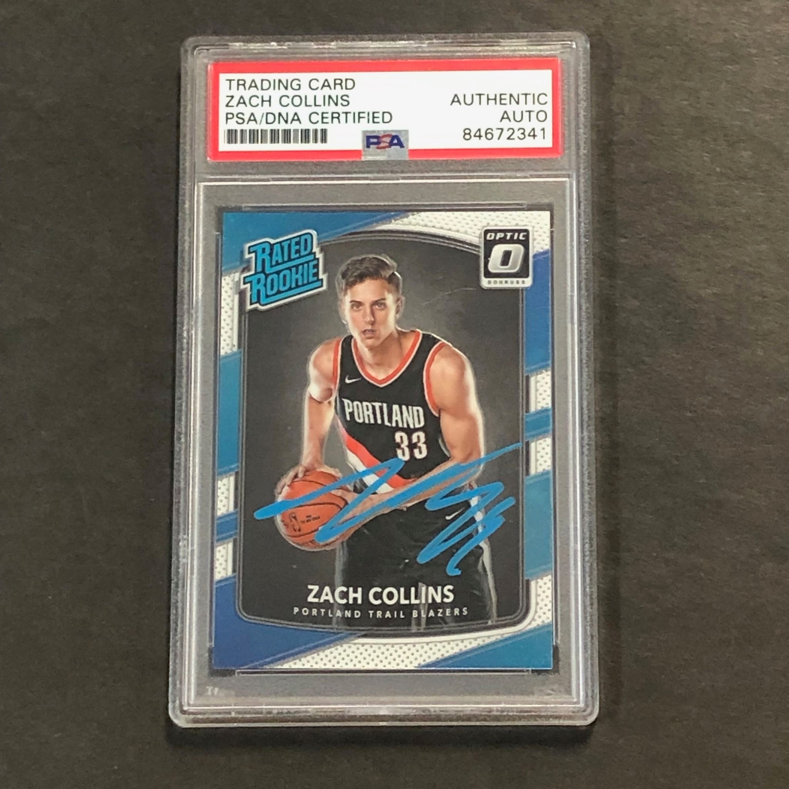 2017-18 Donruss Optic #191 ZACH COLLINS Signed Card AUTO PSA Slabbed RC Blazers