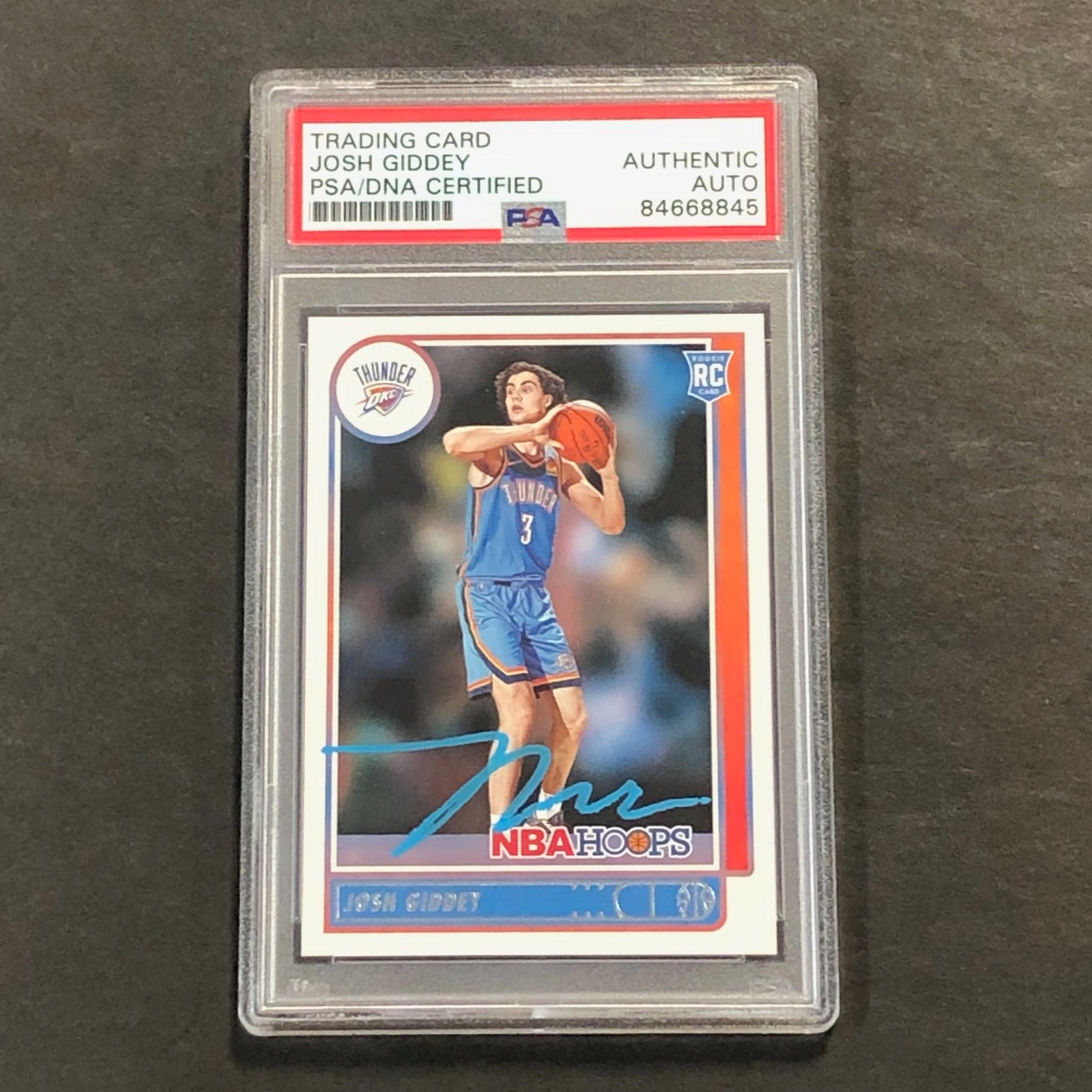2021-22 NBA Hoops #202 Josh Giddey Signed Card AUTO PSA Slabbed RC Thunder