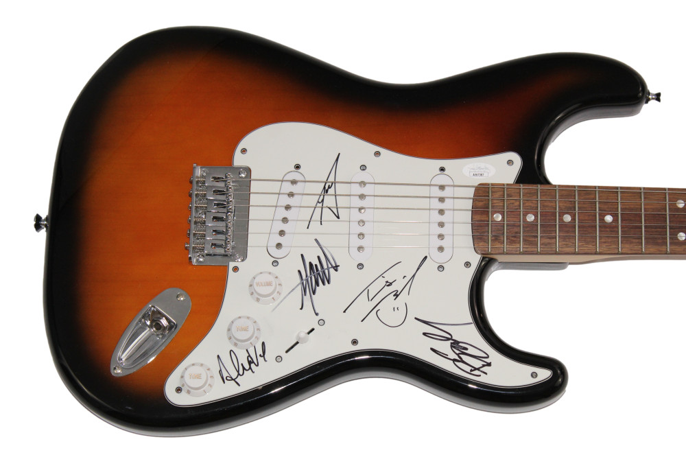 ATREYU FULL BAND X5 SIGNED AUTOGRAPH FULL SIZE FENDER ELECTRIC GUITAR W/ JSA COA