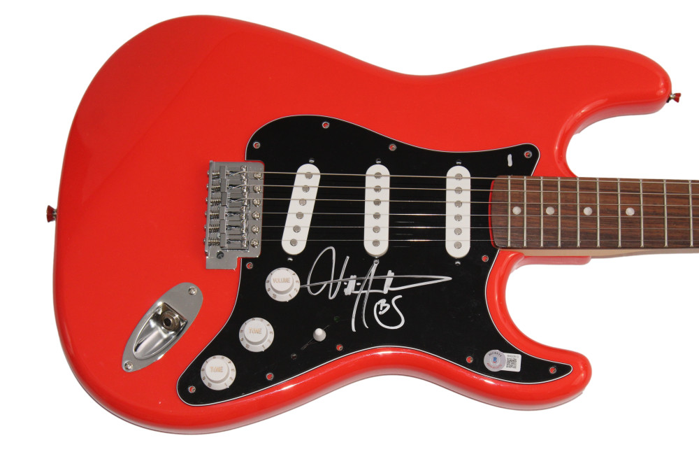 BILLY STRINGS SIGNED AUTOGRAPH FULL SIZE RED FENDER ELECTRIC GUITAR RENEWAL BAS