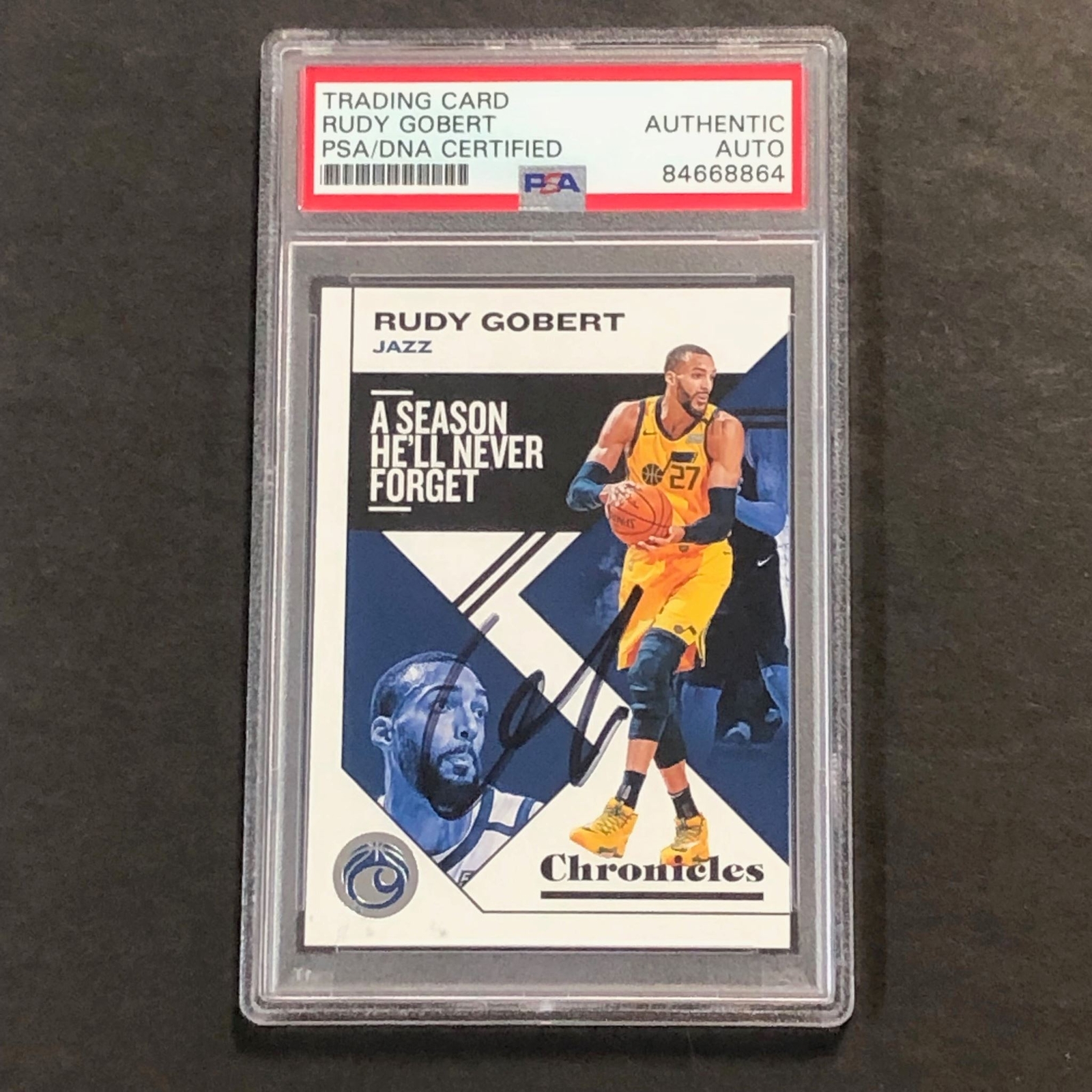 2019-20 NBA Chronicles #40 Rudy Gobert Signed Card AUTO PSA Slabbed Jazz