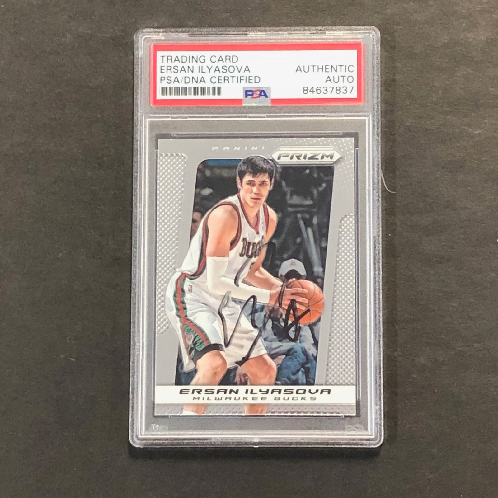 2013-14 Panini Prizm #24 Ersan Ilyasova Signed Card AUTO PSA Slabbed Bucks