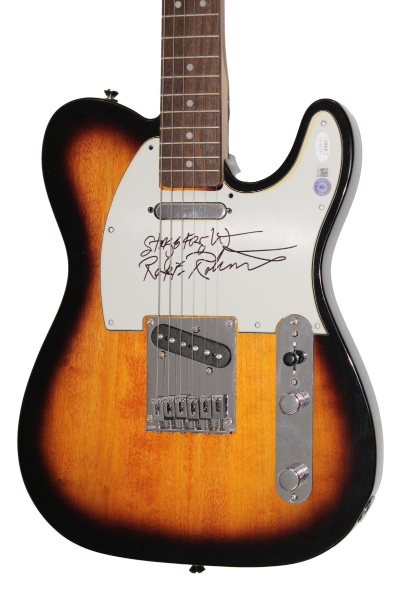 ROBBIE ROBERTSON SIGNED AUTOGRAPH FENDER ELECTRIC GUITAR THE BAND JSA & BAS COA