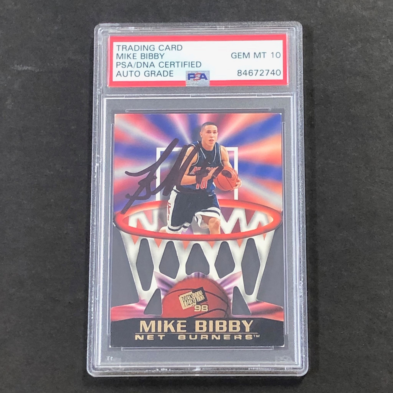 1998 Skybox #NB1 Mike Bibby Signed Card AUTO GRADE 10 PSA Slabbed Grizzlies