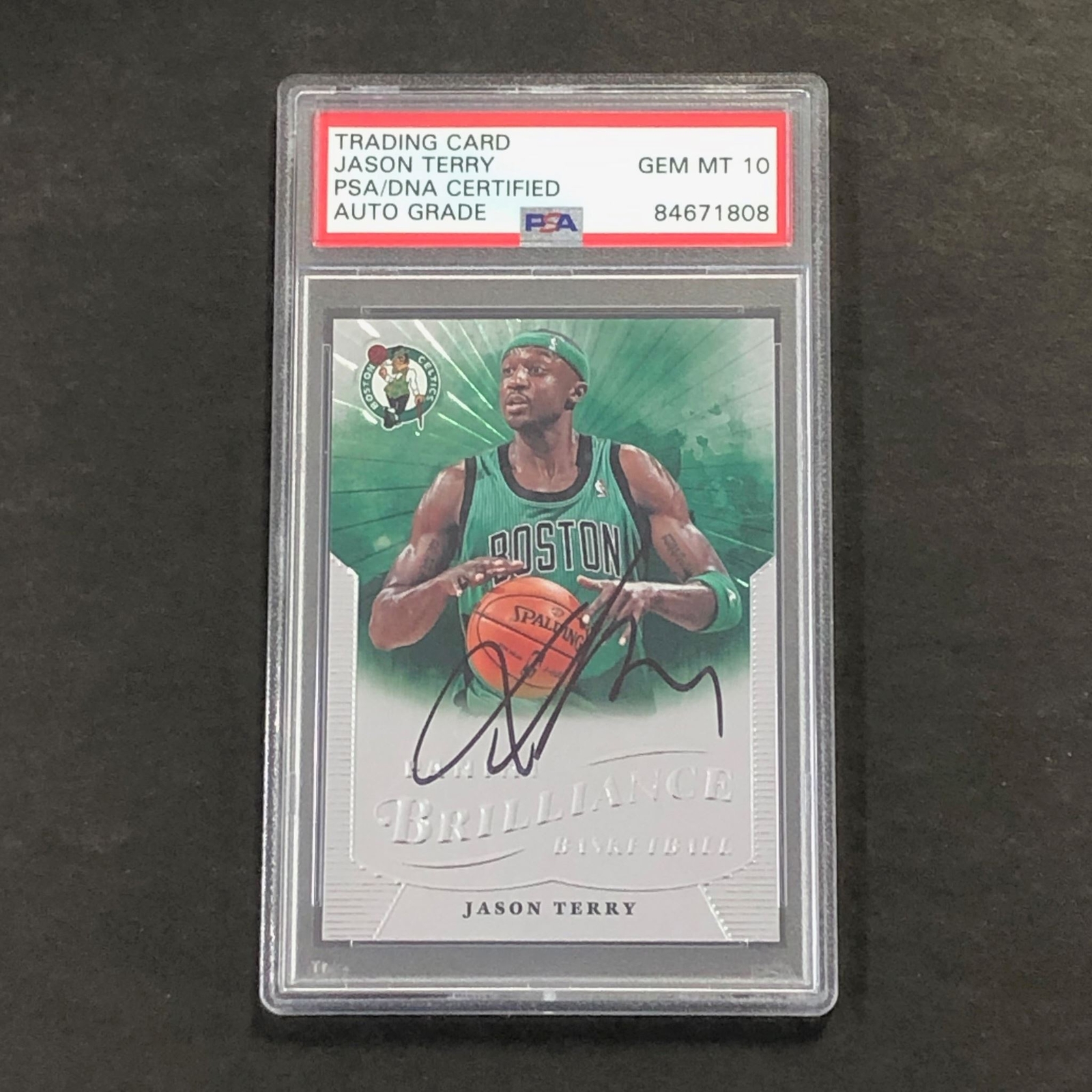 2012-13 Panini Brilliance #12 Jason Terry Signed Card AUTO 10 PSA Slabbed Celtic