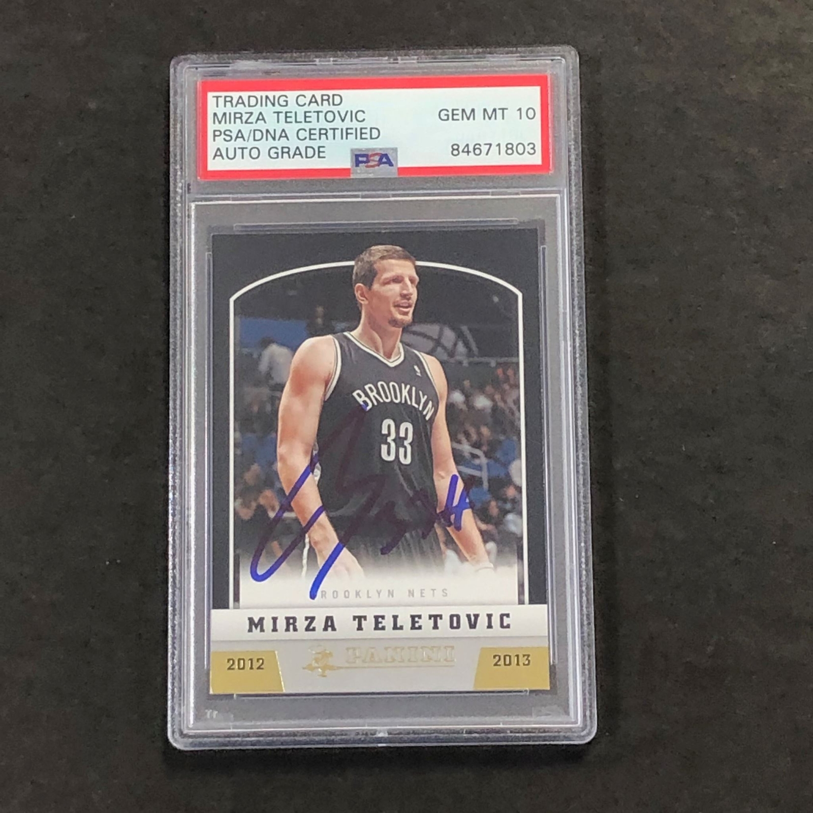 2012-13 Panini #280 Mirza Teletovic Signed Card AUTO 10 PSA Slabbed Nets