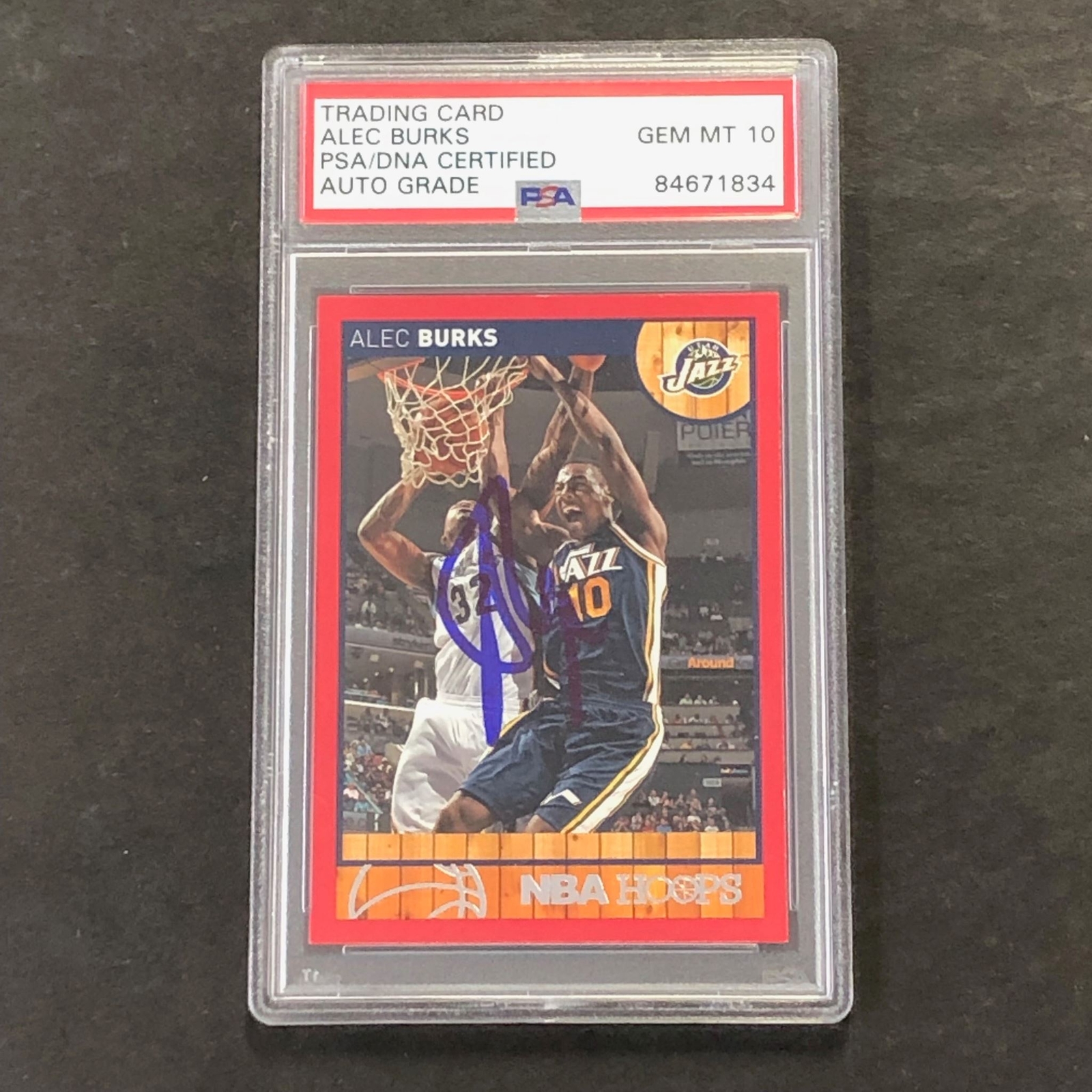 2013-14 NBA Hoops #165 Alec Burks Signed Card AUTO 10 PSA Slabbed Jazz