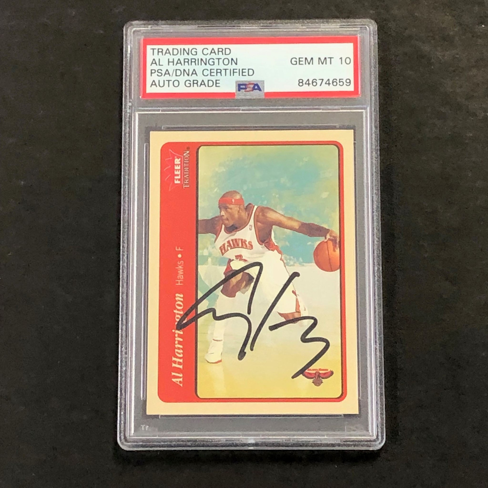 2004-05 Fleer Traditions #175 Al Harrington Signed Card AUTO 10 PSA Slabbed