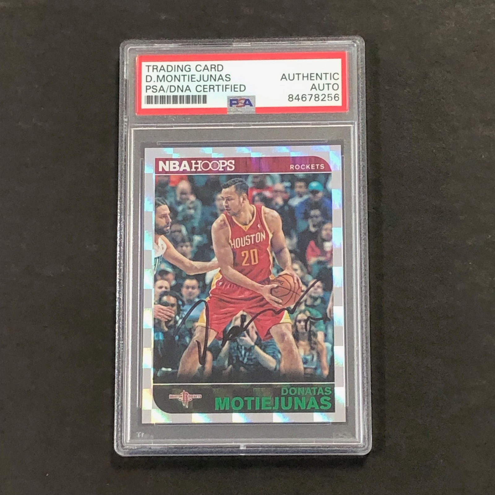 2014-15 Panini Hoops #124 Donatas Motiejunas Signed Card AUTO PSA Slabbed Rocket