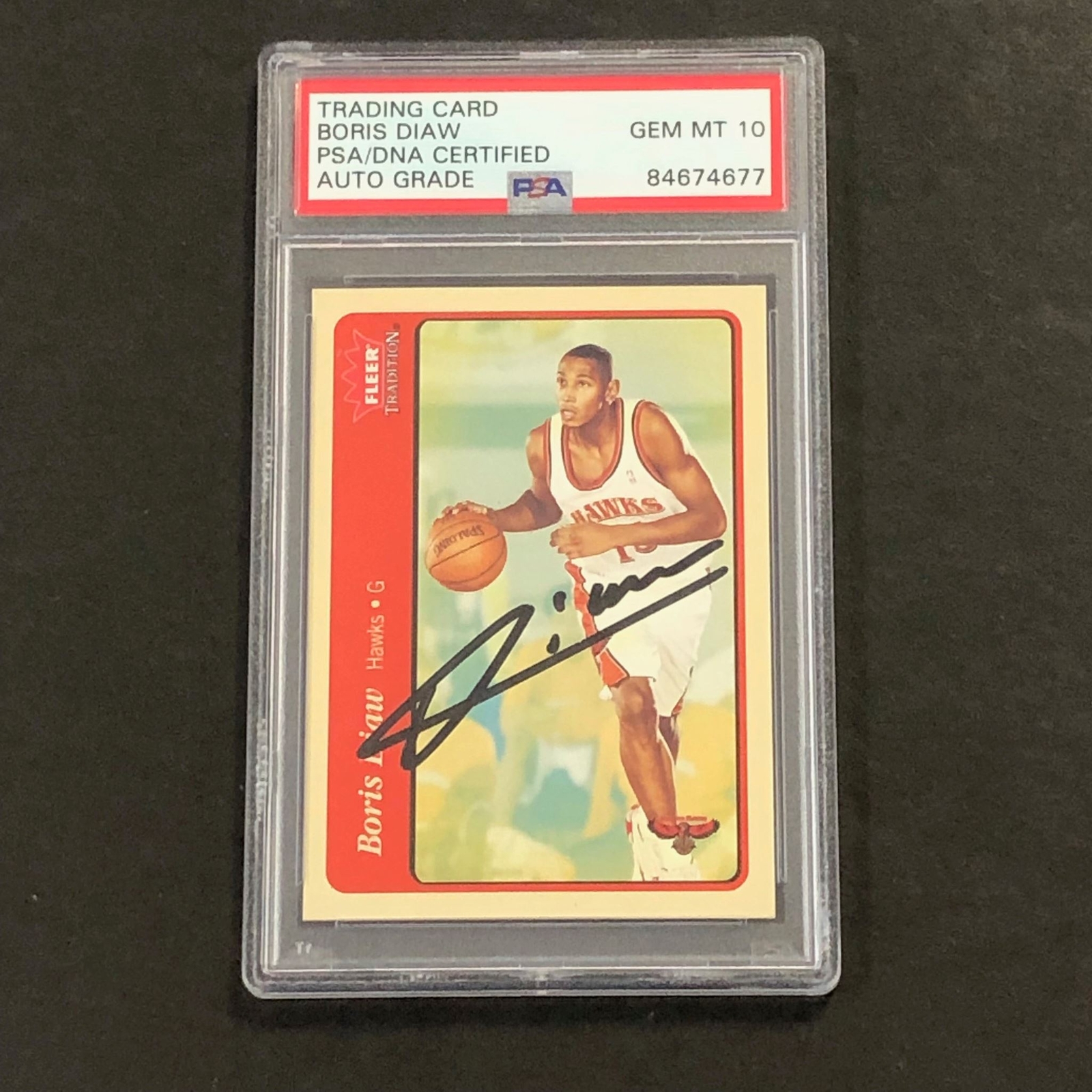 2004-05 Upper Deck #2 Boris Diaw Signed Card AUTO 10 PSA Slabbed Hawks