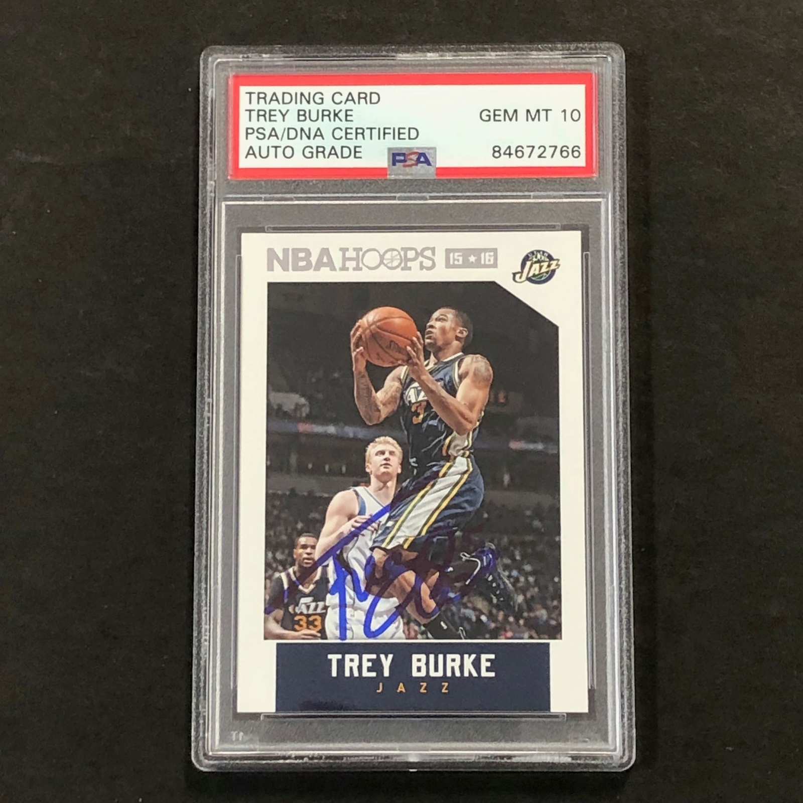 2015-16 NBA HOOPS #150 Trey Burke Signed Card AUTO 10 PSA Slabbed Jazz