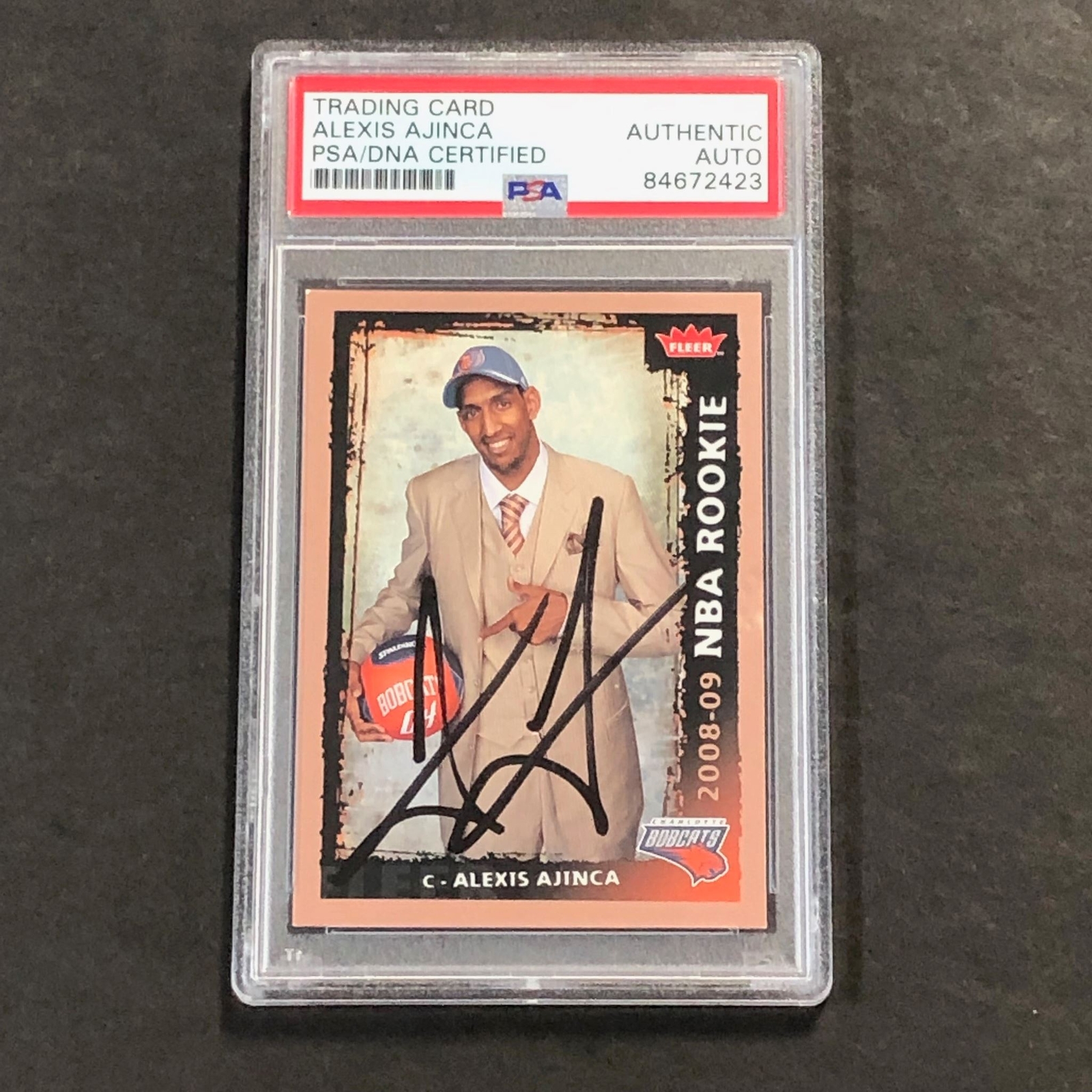 2008-09 Fleer NBA Rookie #220 Alexis Ajinca Signed Card PSA Slabbed Bobcats