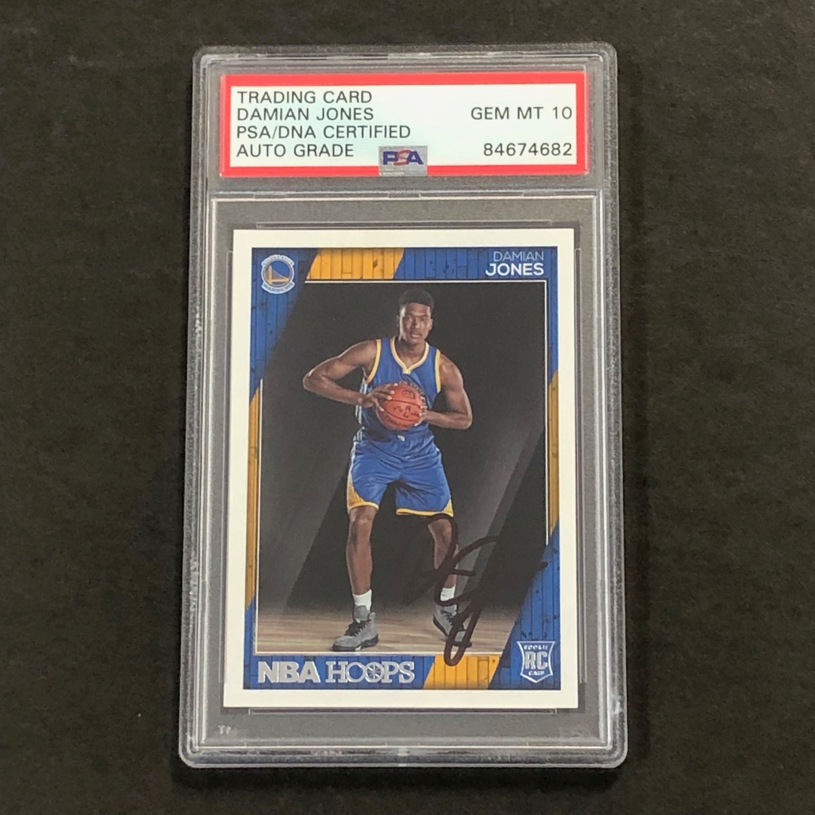 2016-17 NBA Hoops #286 Damian Jones Signed Card AUTO 10 PSA/DNA Slabbed GSW RC