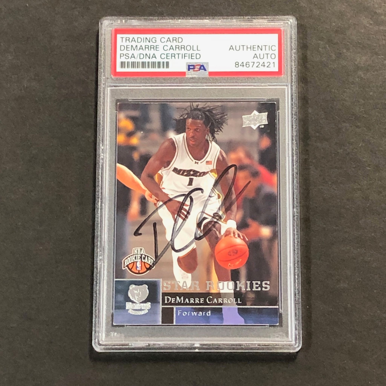 2009-10 Upper Deck Star Rookies #209 DeMarre Carroll Signed Card PSA Slabbed Gri