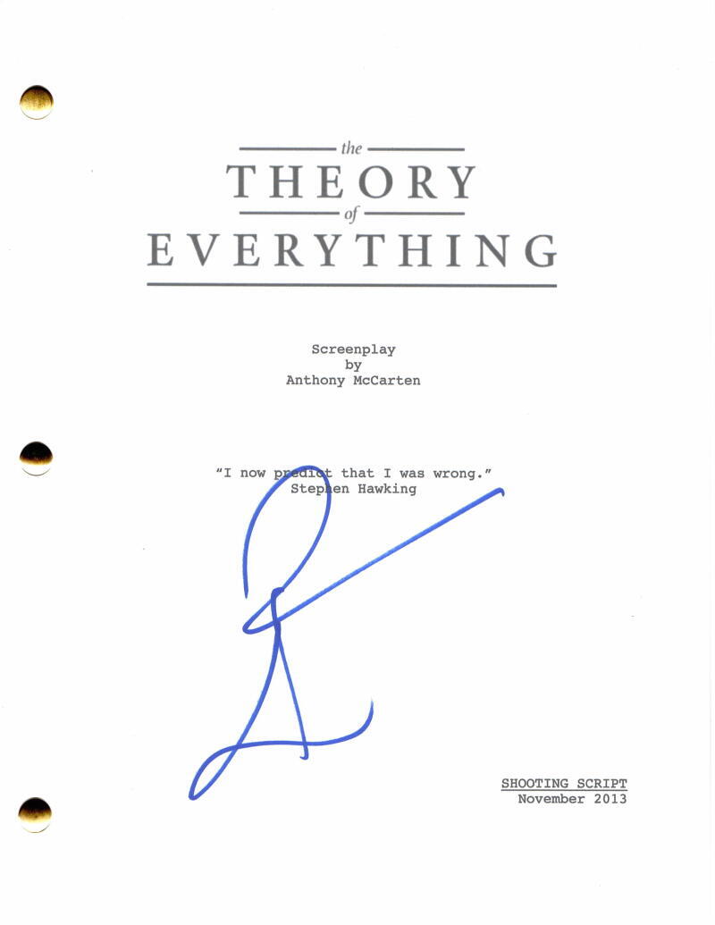 EDDIE REDMAYNE SIGNED AUTOGRAPH THE THEORY OF EVERYTHING FULL MOVIE SCRIPT