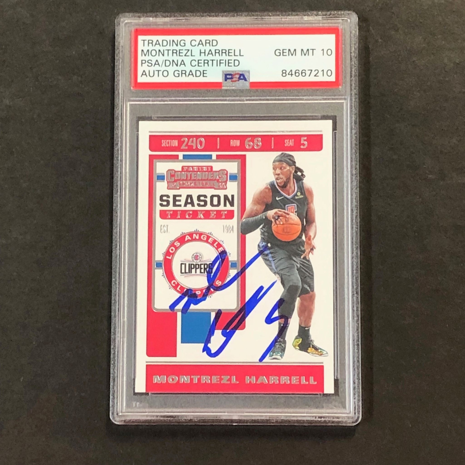 2019-20 NBA Panini Contenders #83 Montrezl Harrell Signed Card AUTO 10 PSA Slabb