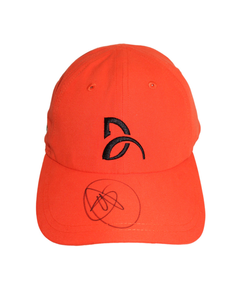 NOVAK DJOKOVIC SIGNED AUTOGRAPH ORANGE LACOSTE SIGNATURE TENNIS HAT CAP PSA COA