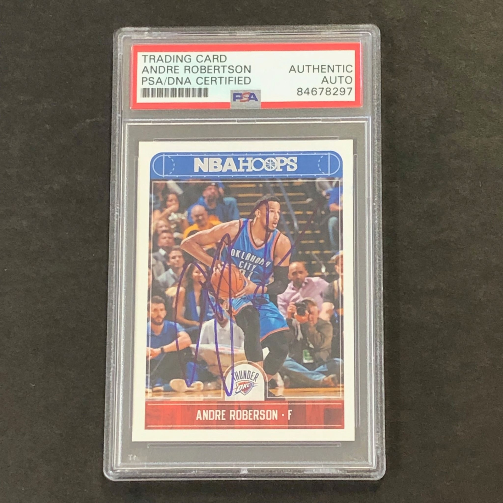 2017-18 NBA Hoops #213 Andre Roberson Signed Card AUTO PSA Slabbed Thunder