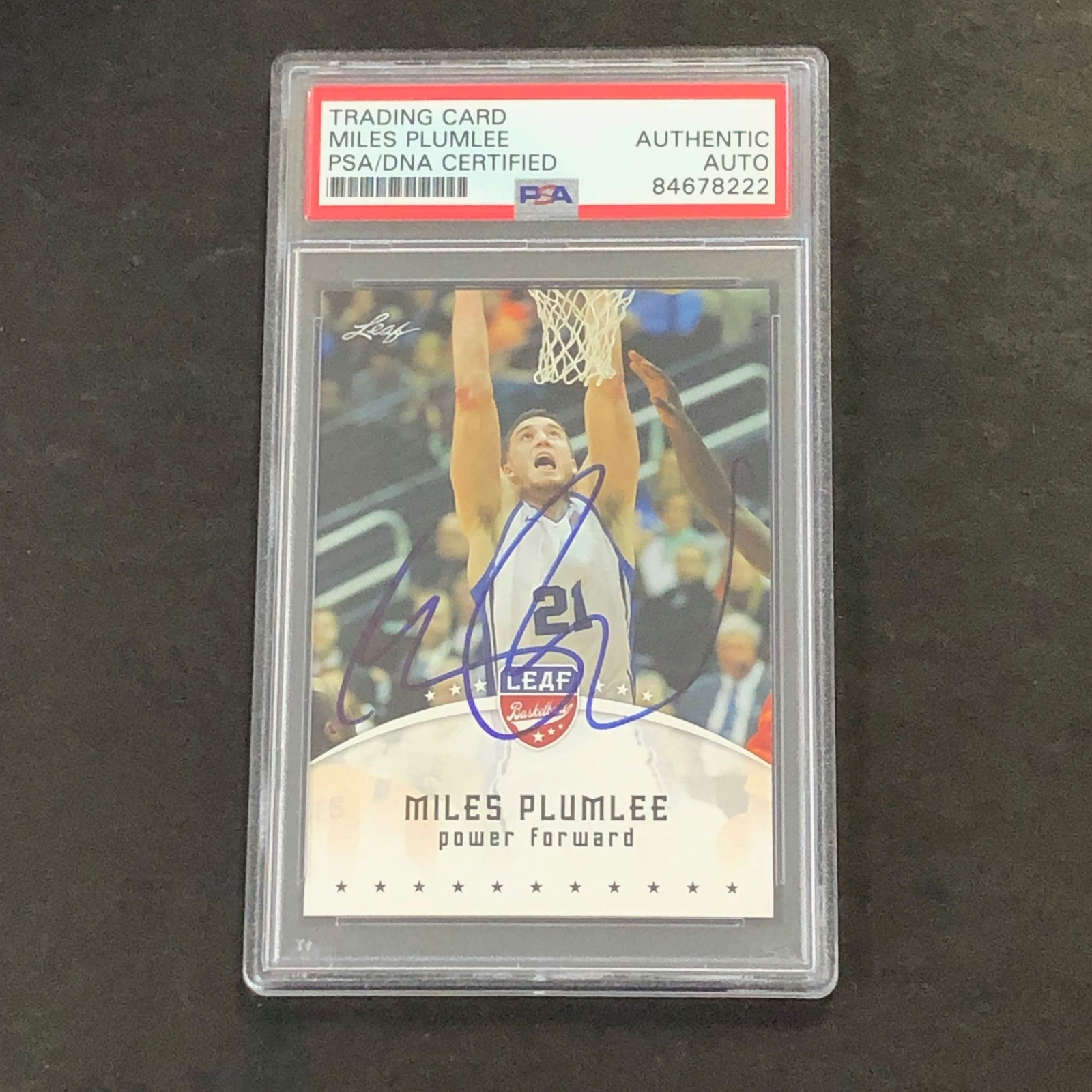 2012-13 Leaf Basketball #MP1 Miles Plumlee Signed Card AUTO PSA Slabbed