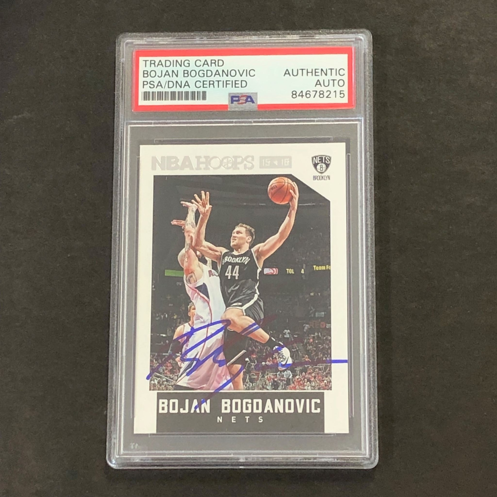 2015-16 NBA Hoops #245 Bojan Bogdanovic Signed Card AUTO PSA Slabbed Nets
