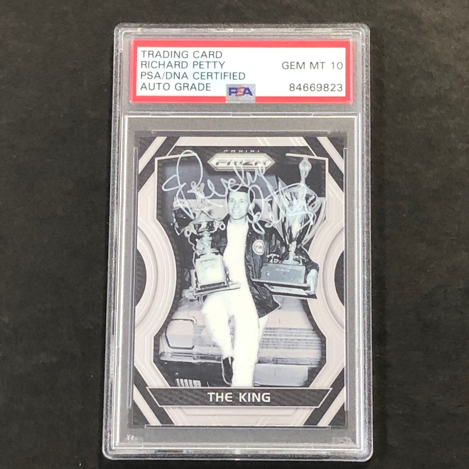 2017 Panini Prizm The King #47 Richard Petty Signed Card AUTO 10 PSA Slabbed Nas