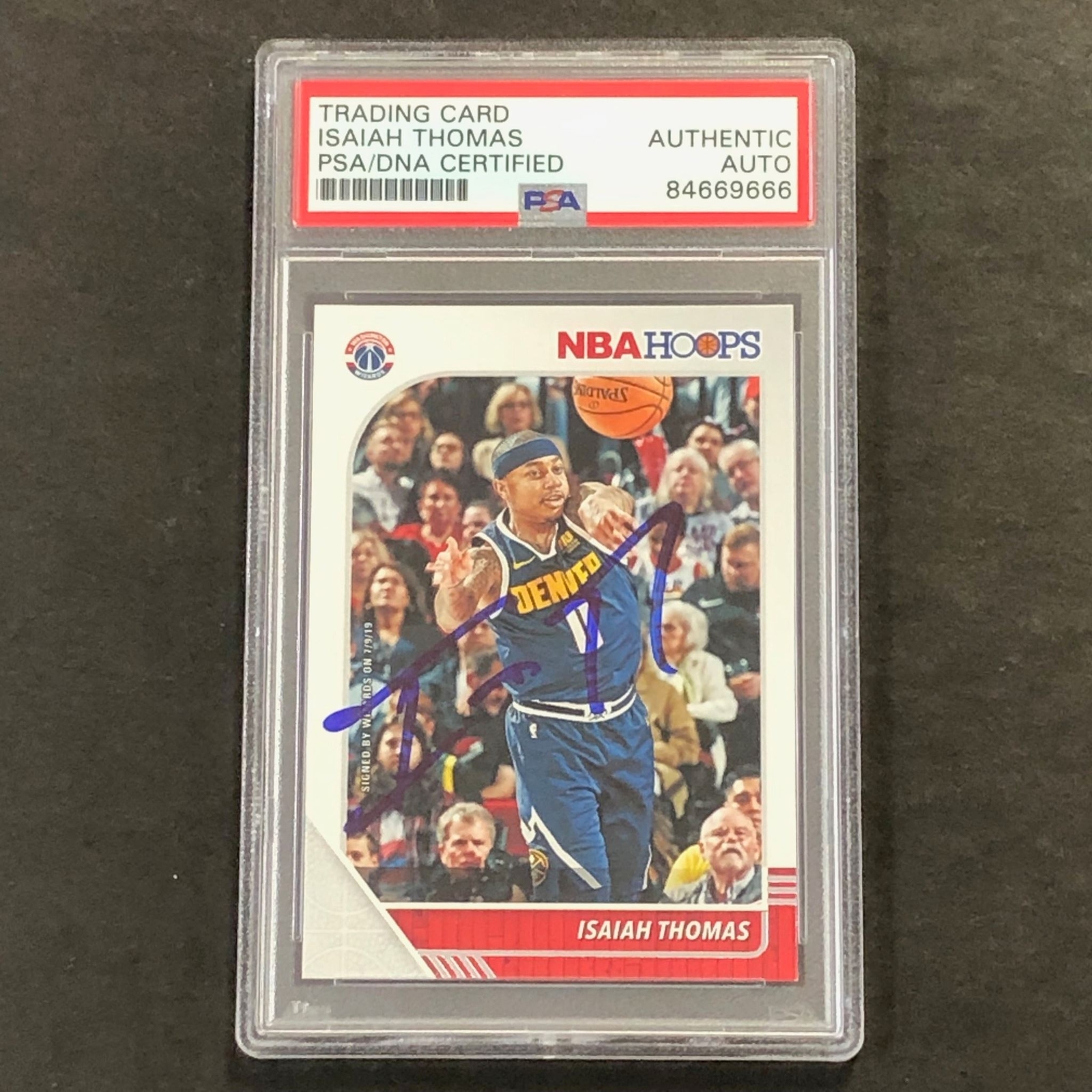 2019-20 Panini NBA Hoops #154 Isaiah Thomas Signed Card AUTO 10 PSA Slabbed Wiza