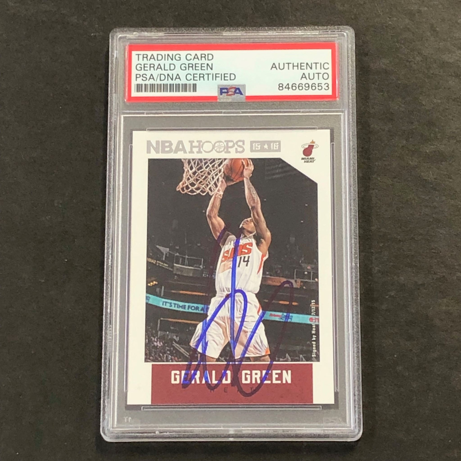 2015-16 NBA Hoops #51 Gerald Green Signed Card AUTO PSA Slabbed Heat