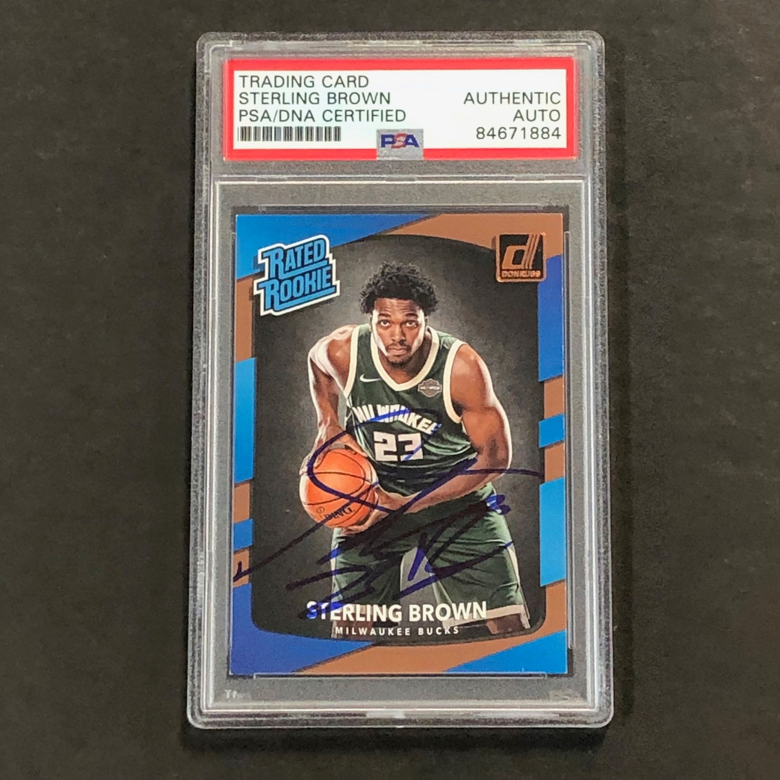 2017-18 Donruss Rated Rookie #165 Sterling Brown Signed Card PSA/DNA Slabbed RC