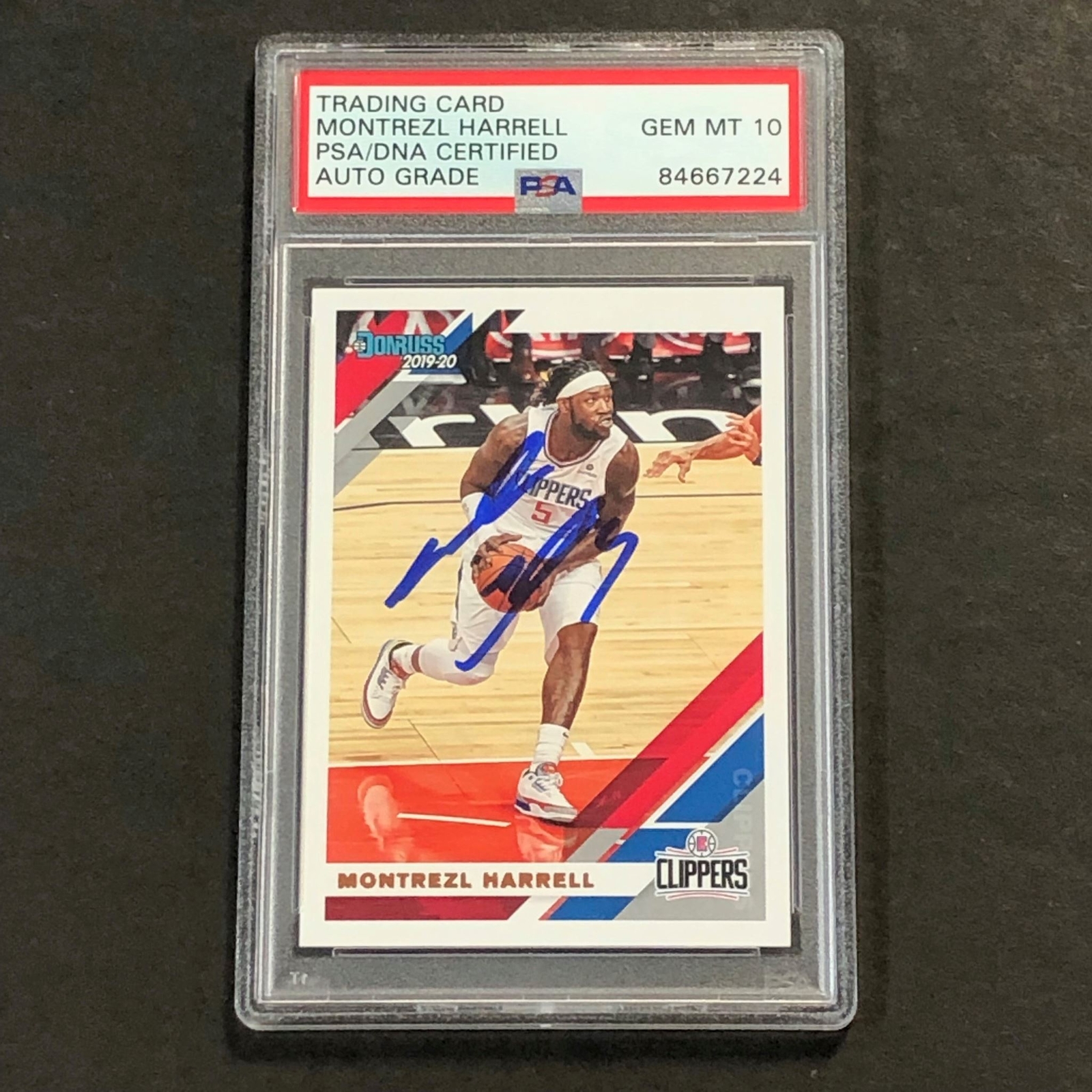 2019-20 Panini Donruss #88 Montrezl Harrell Signed Card AUTO 10 PSA Slabbed Clip